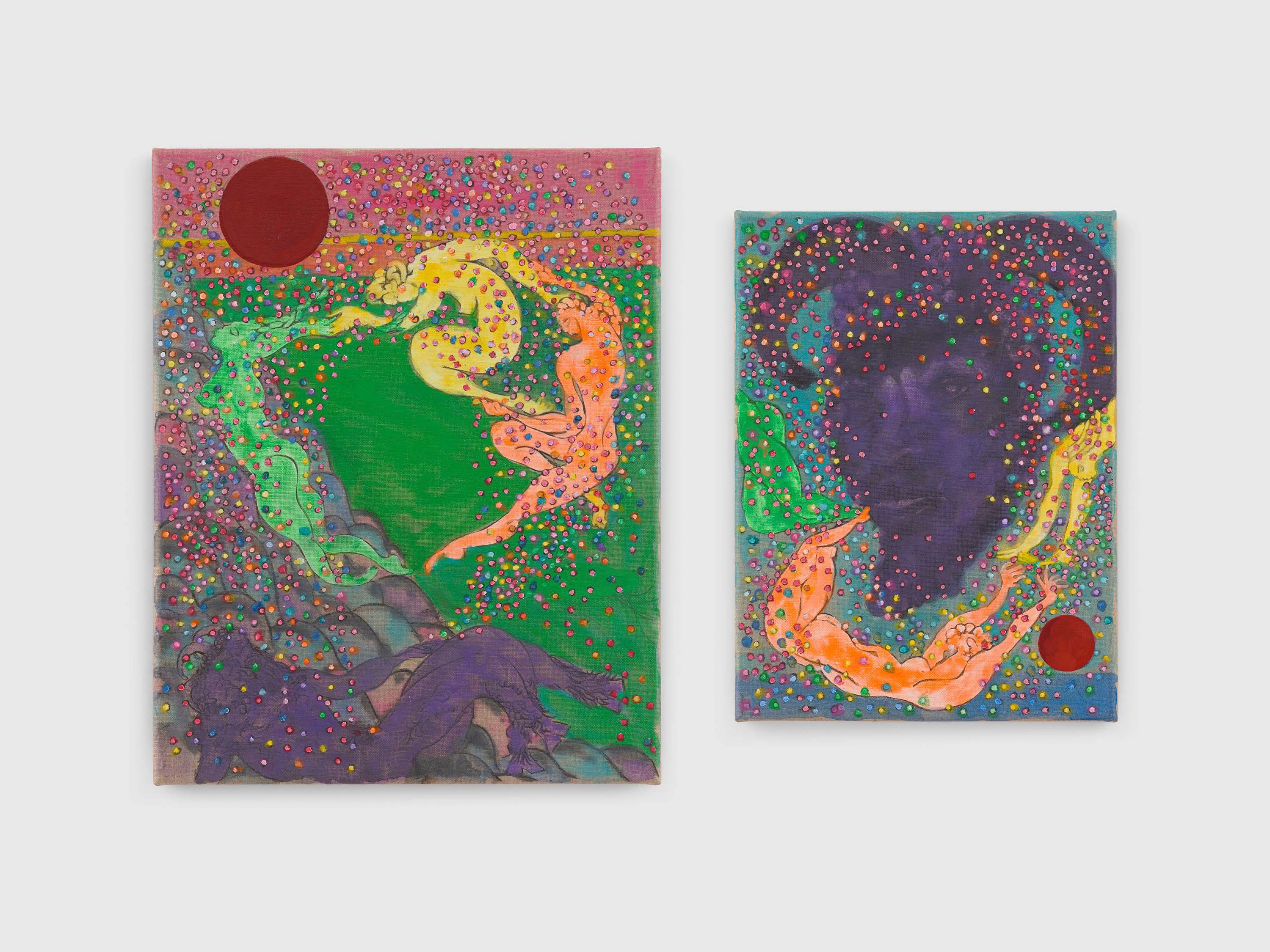A painting by Chris Ofili, titled The Judgement of Paris, 2019 to 2023.