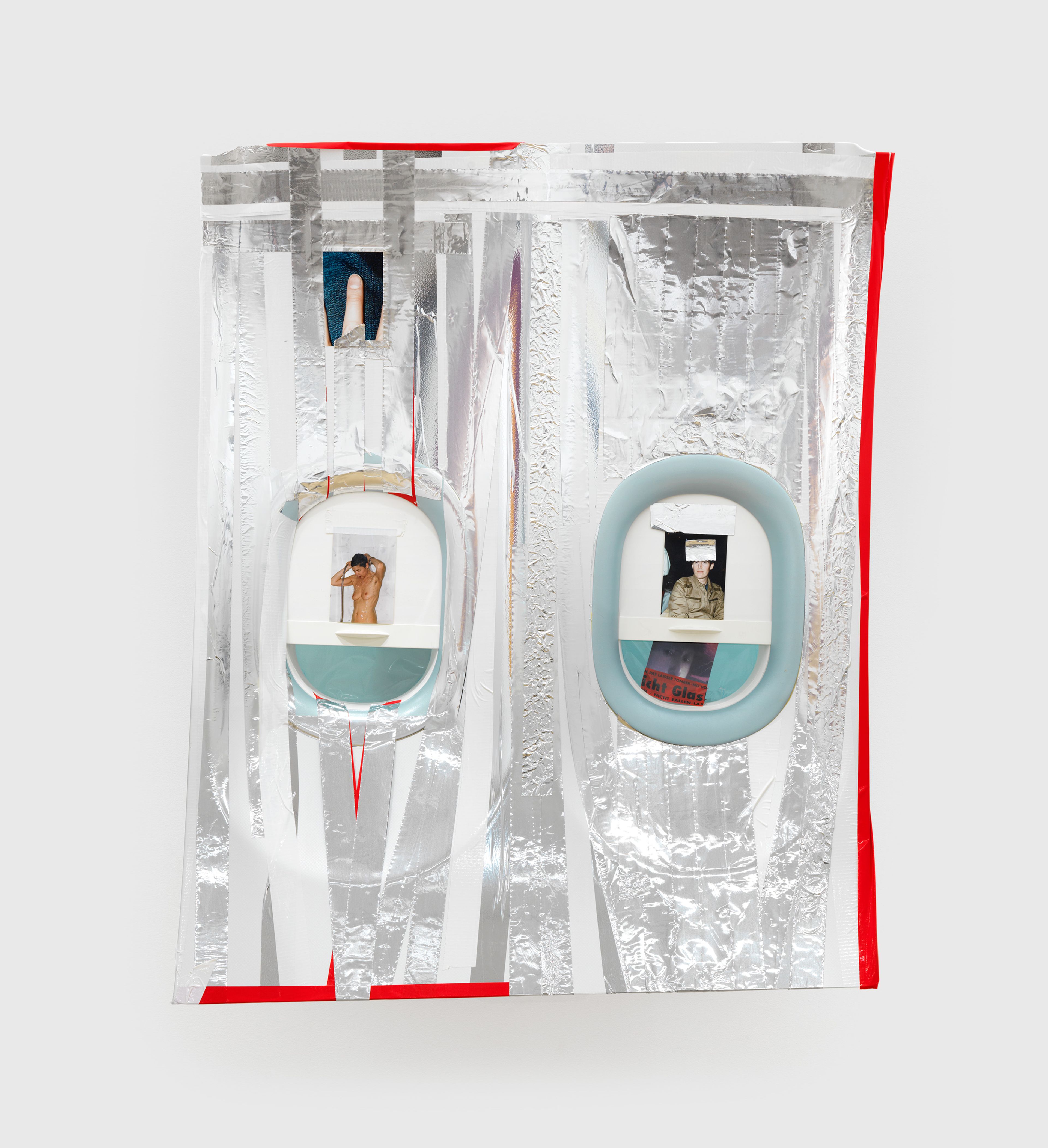 A detail from a sculpture by Isa Genzken, titled Flugzeugfenster, dated 2015.