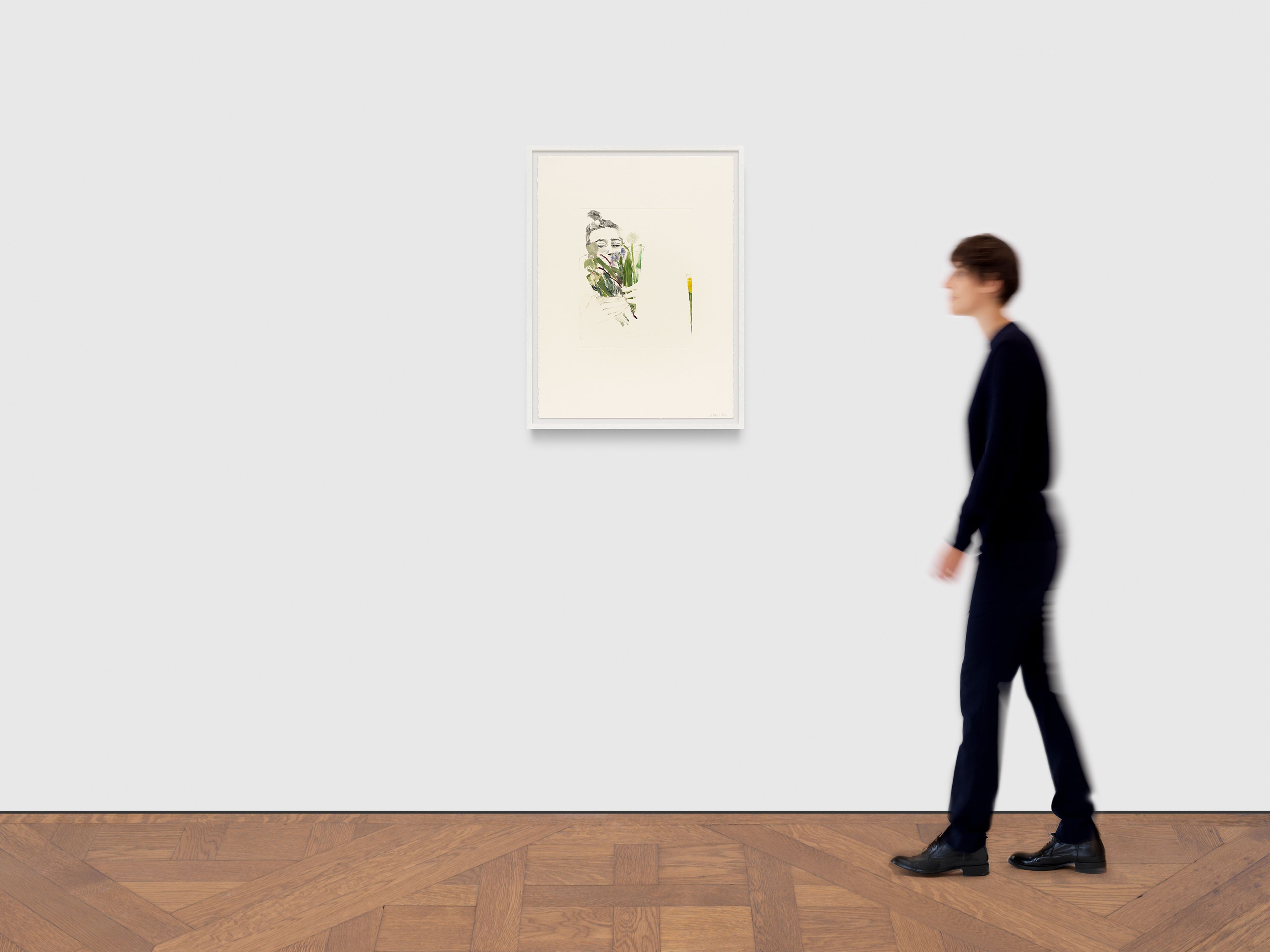 A print by Aubrey Levinthal, titled Self with Bouquet, dated 2025.