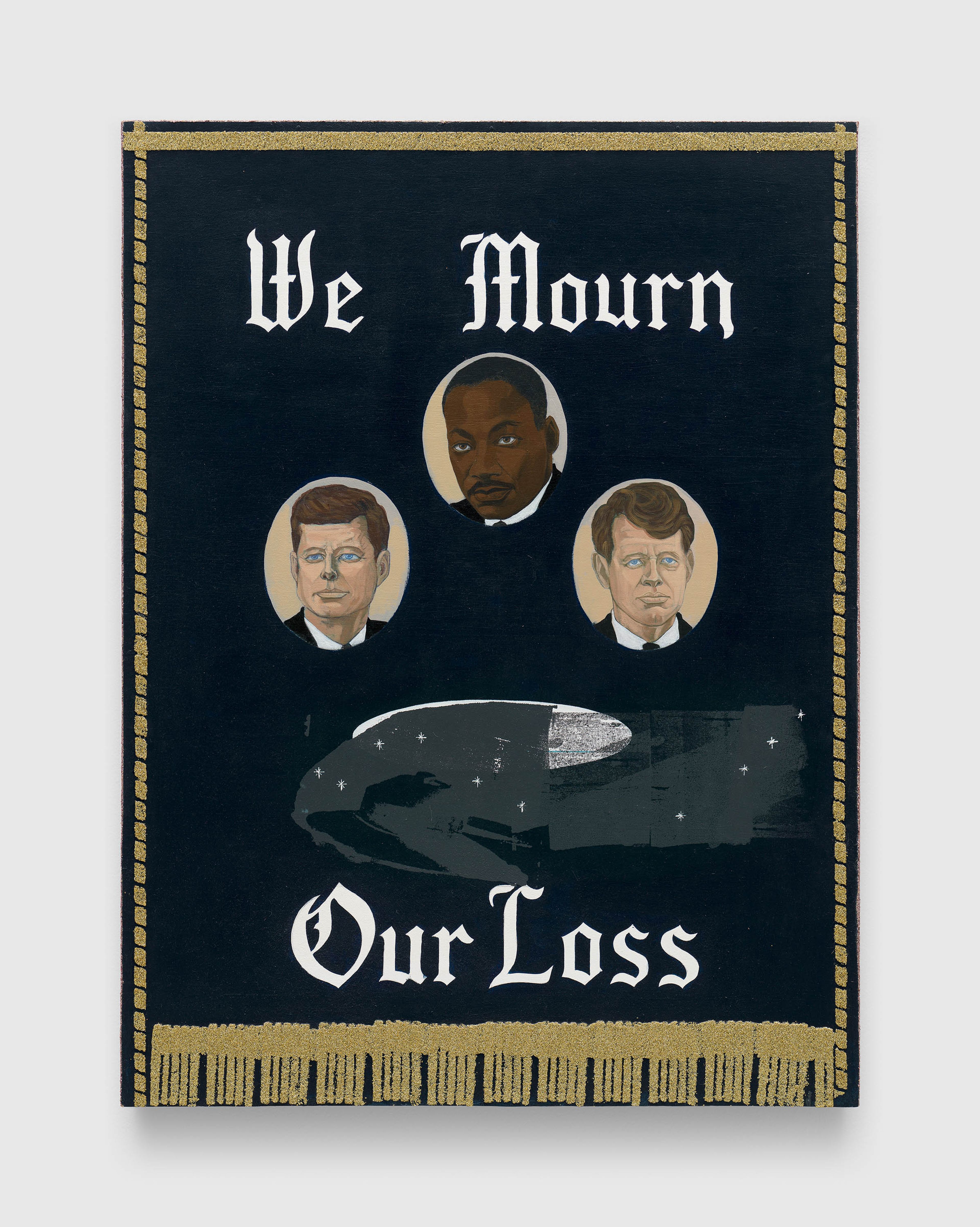 A painting by Kerry James Marshall, titled We Mourn Our Loss #1, dated 1997.