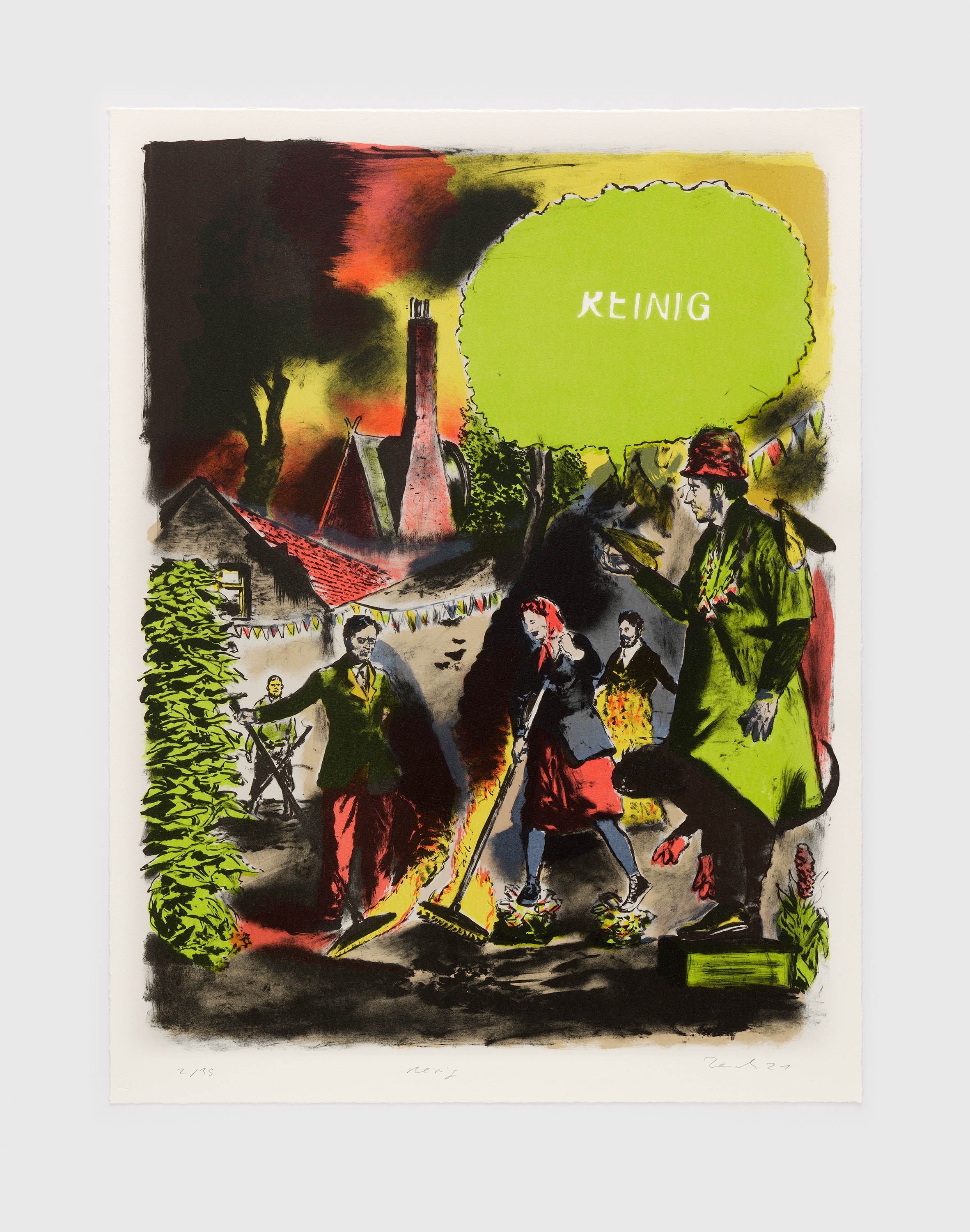 A print by Neo Rauch, titled Reinig, dated 2021.
