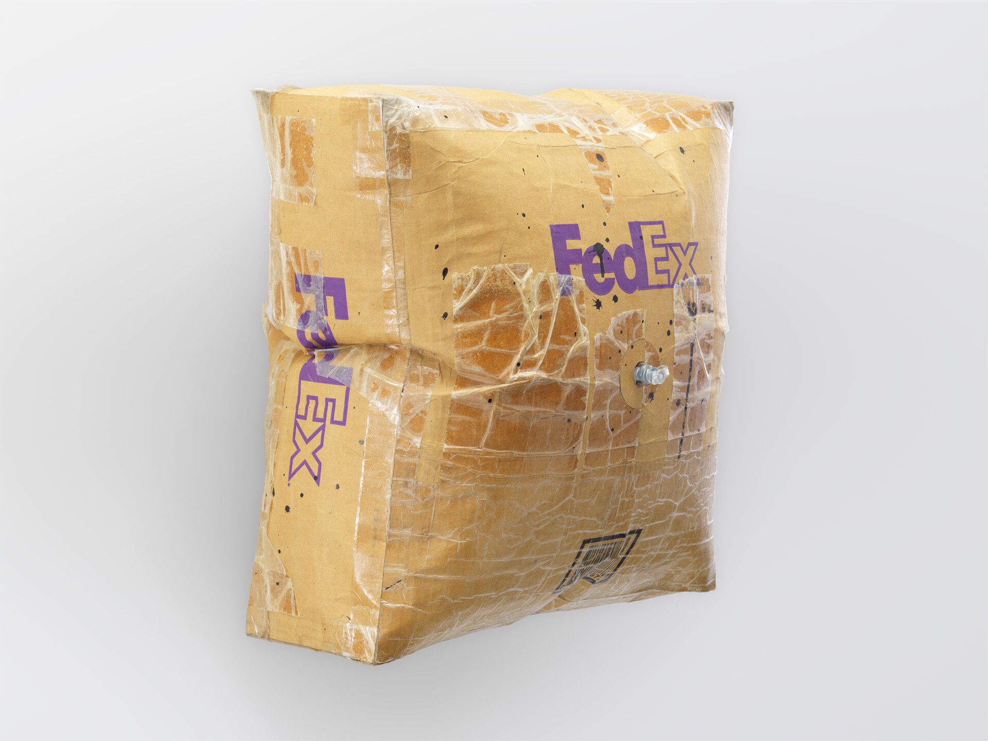 A sculpture by Clive Murphy, titled Inflatable Cardboard Box (After Raymond Pettibon), dated 2018-2019