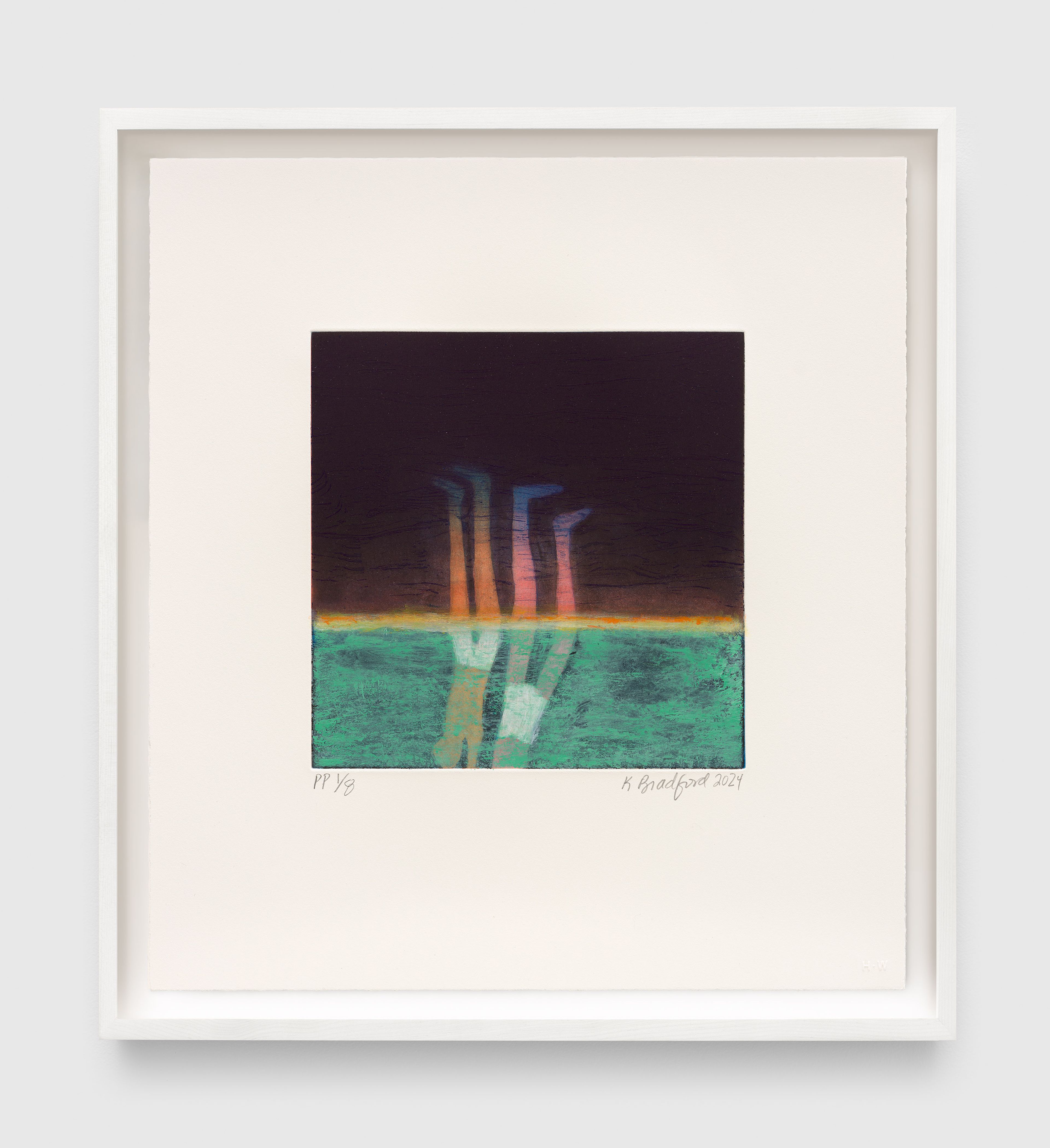A print by Katherine Bradford, titled Divers, dated 2024.