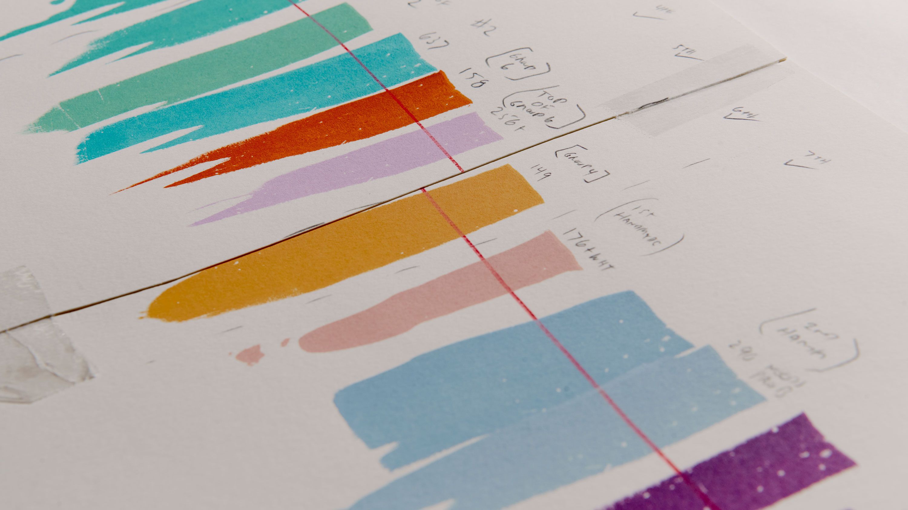 Cynthia Talmadge doing color tests in a print studio.