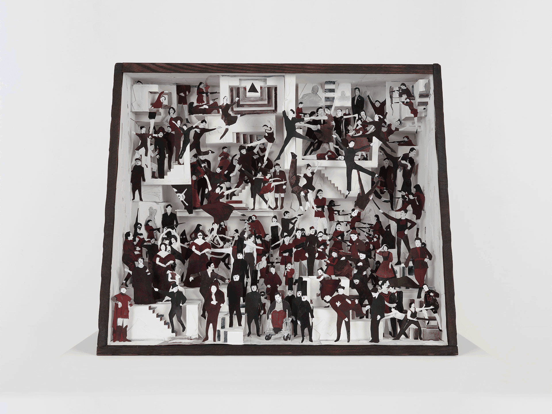 A mixed media diorama by Marcel Dzama, titled An age of discord and continual strife, dated 2011.