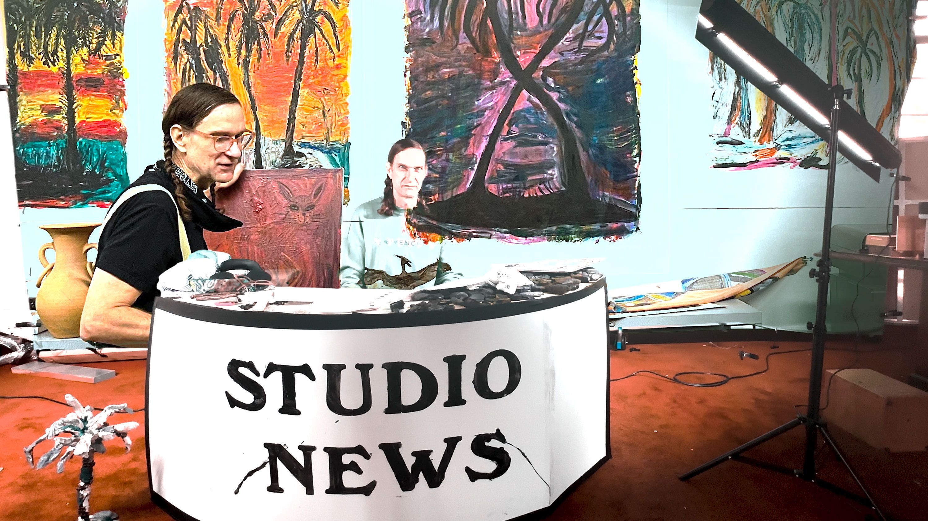 Still from a special edition of Josh Smith’s Studio News. Edited by Manon Macasaet