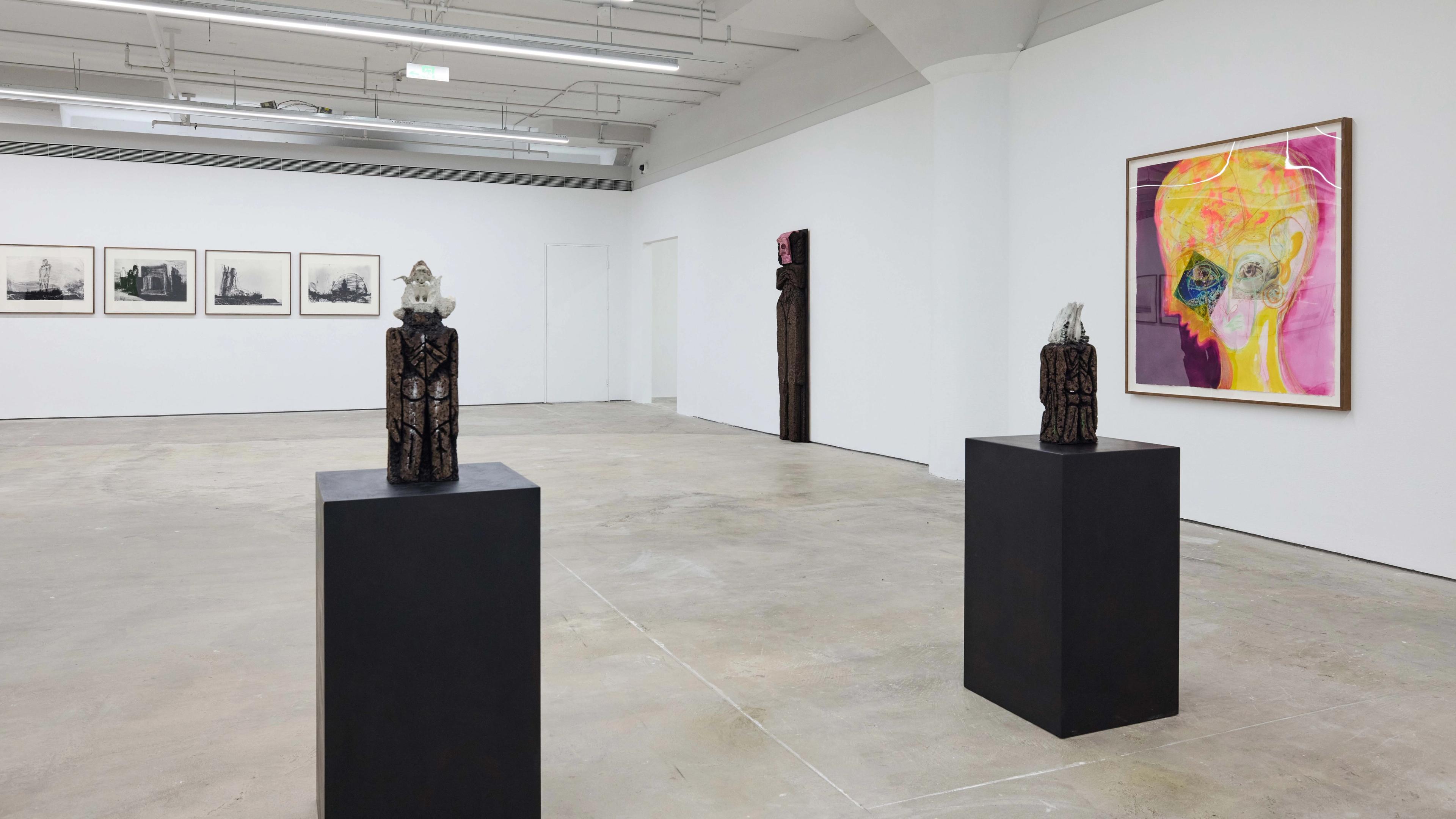 installation view of the exhibition titled Huma Bhabha, at the Cc Art Foundation located in Shanghai, China, dated 2025.
