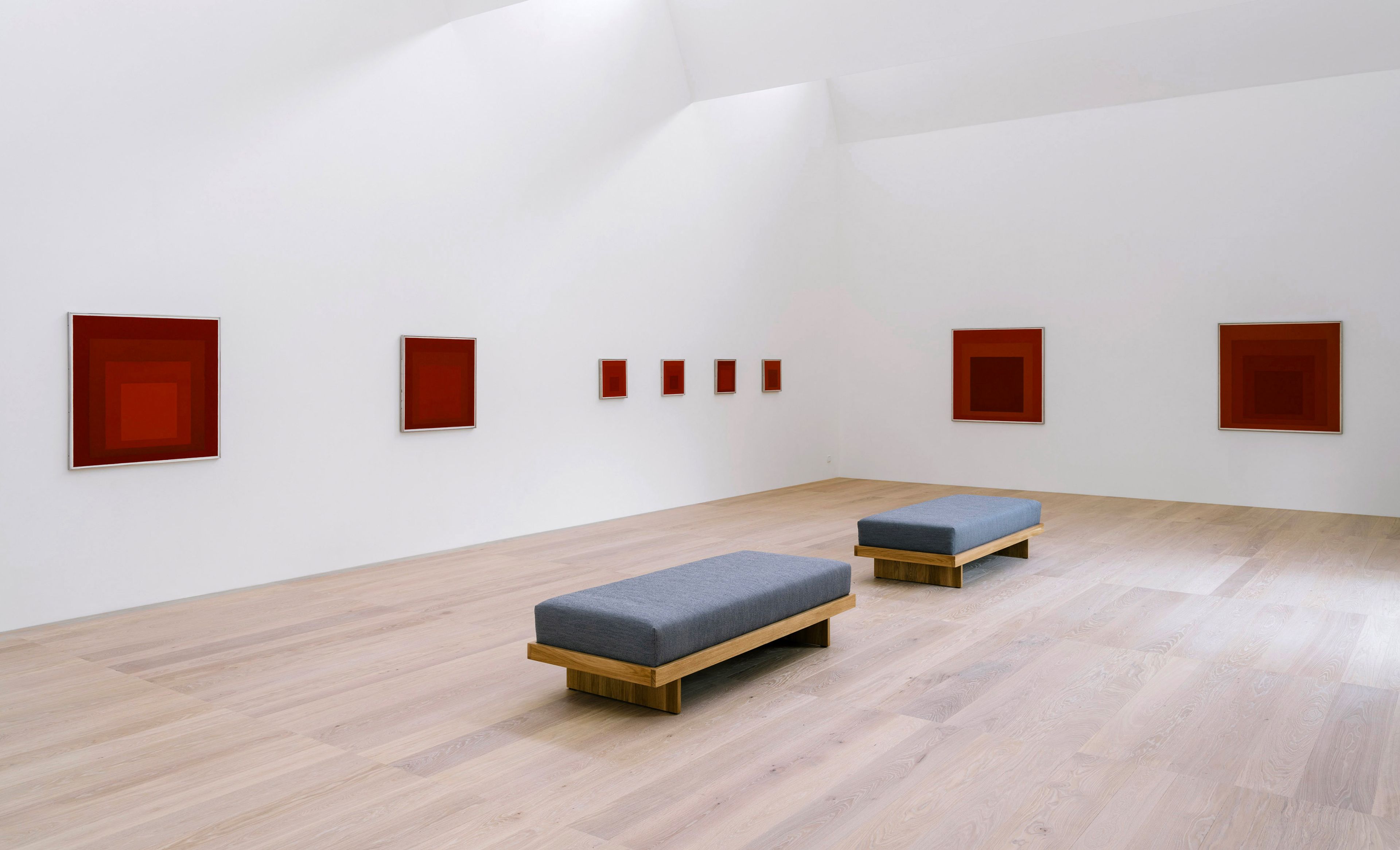 Installation view of the exhibition, Josef Albers: Homage to the Square, at Josef Albers Museum Quadrat Bottrop in Germany, dated 2022 to 2023.