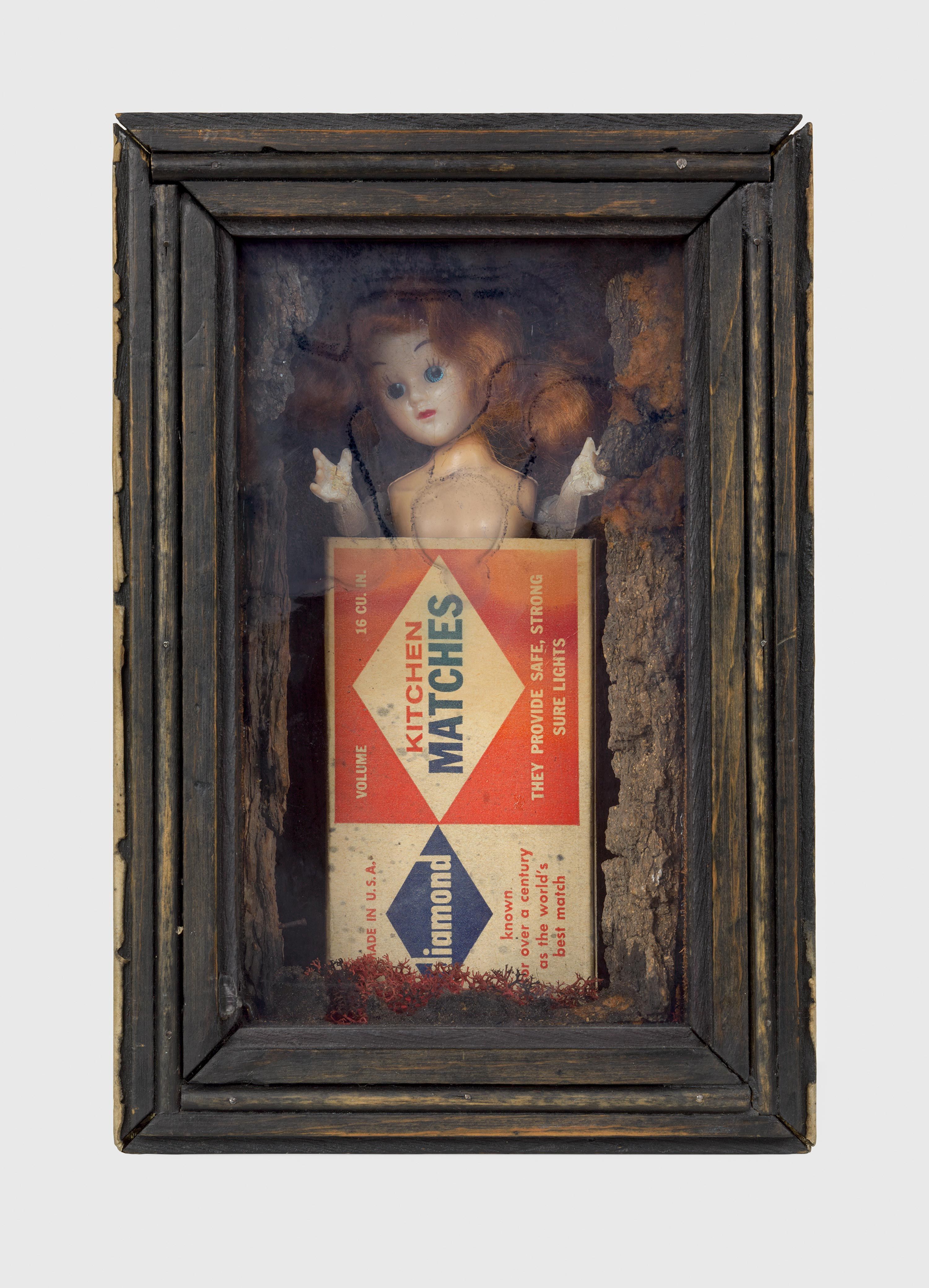 An untitled mixed media sculpture by Joseph Cornell, dated circa 1955.