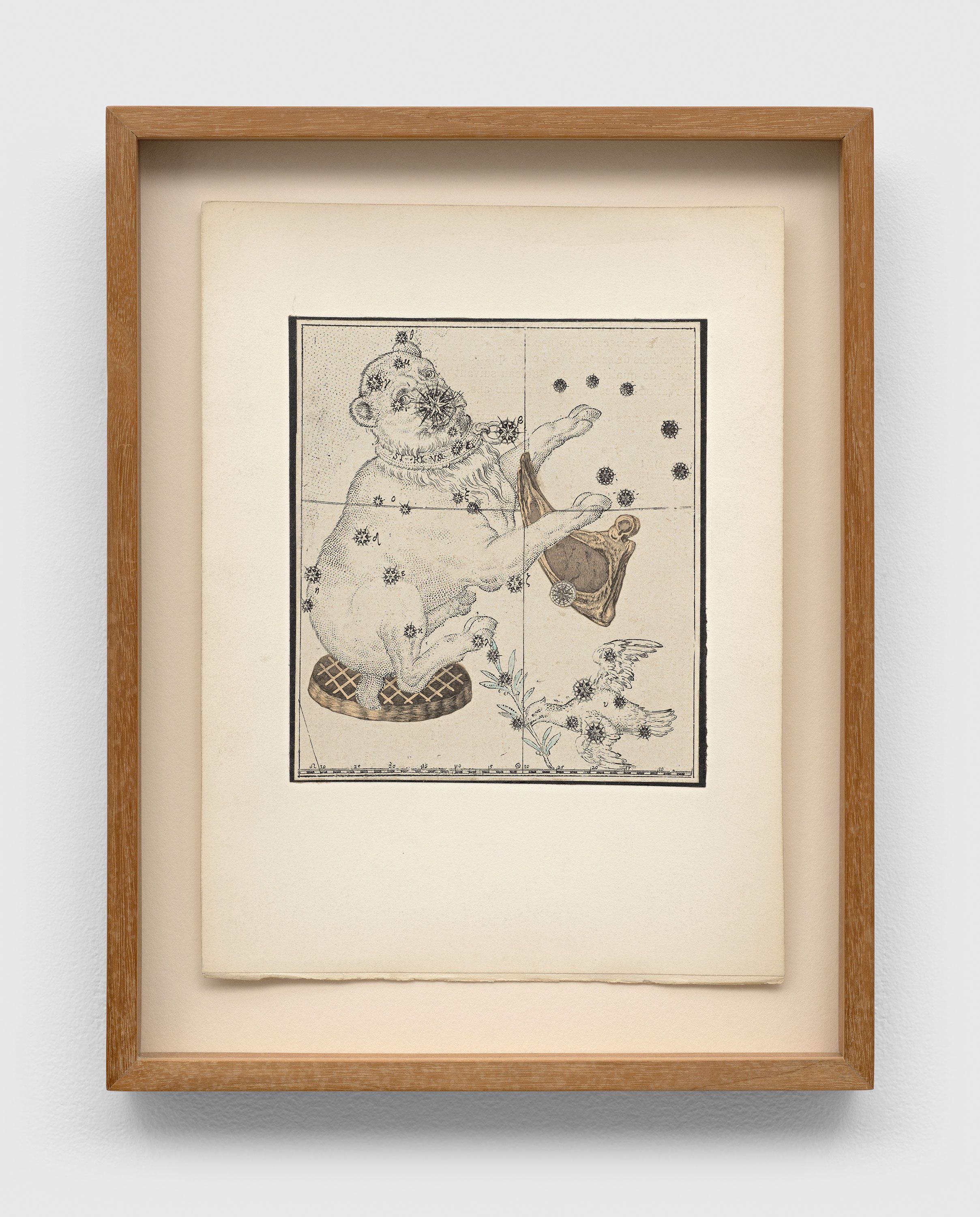 A mixed media on paper artwork by Joseph Cornell, titled Untitled (Le Grand Chien), circa 1930.