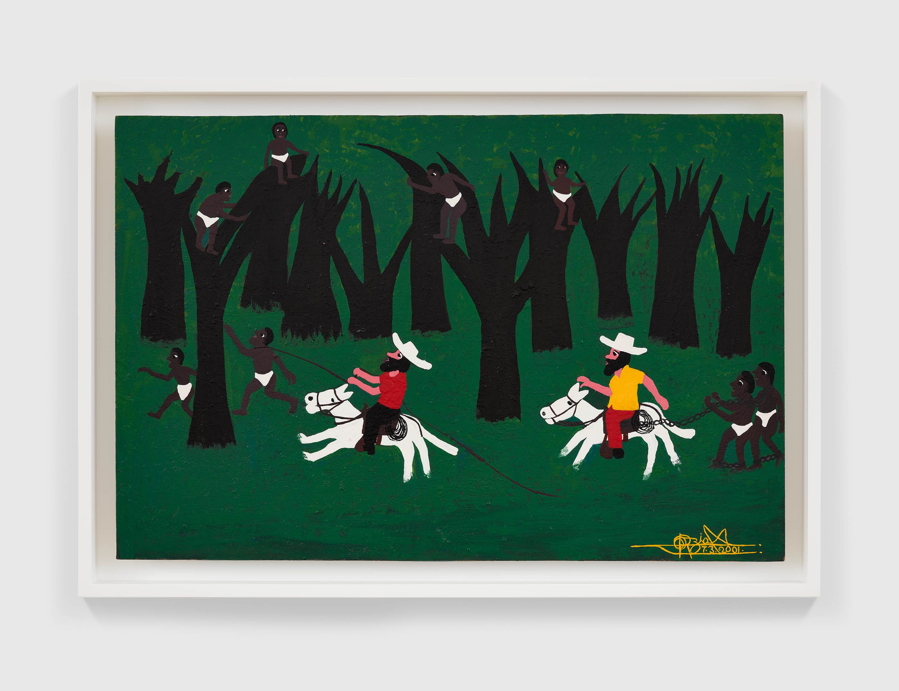 A painting by Odoteres Ricardo de Ozias Caça Humana, dated 2001.