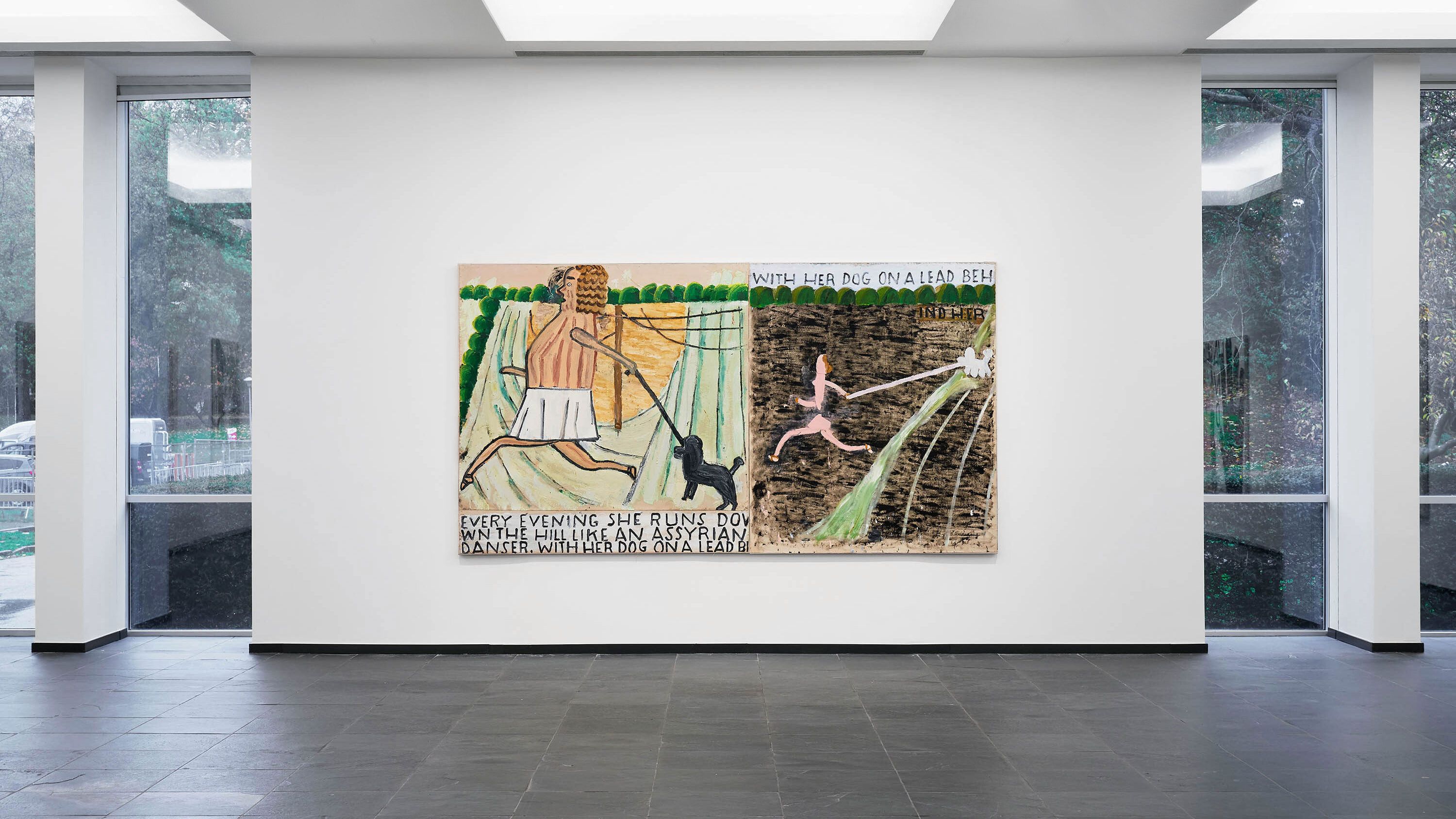 Installation view of the exhibition "Rose Wylie: picky people notice...," at S.M.A.K., Stedelijk Museum voor Actuele Kunst in Ghent, dated 2022.
