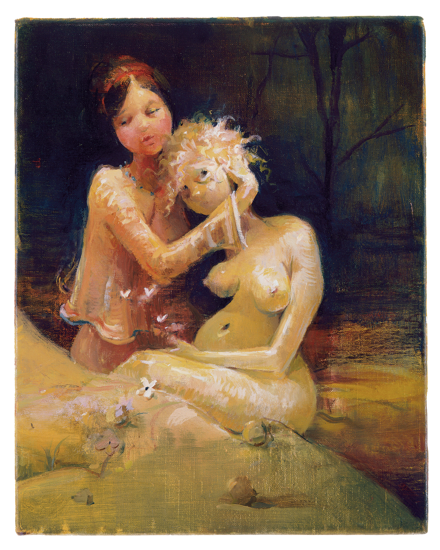 A painting by Lisa Yuskavage, titled Swamp, dated 2005.