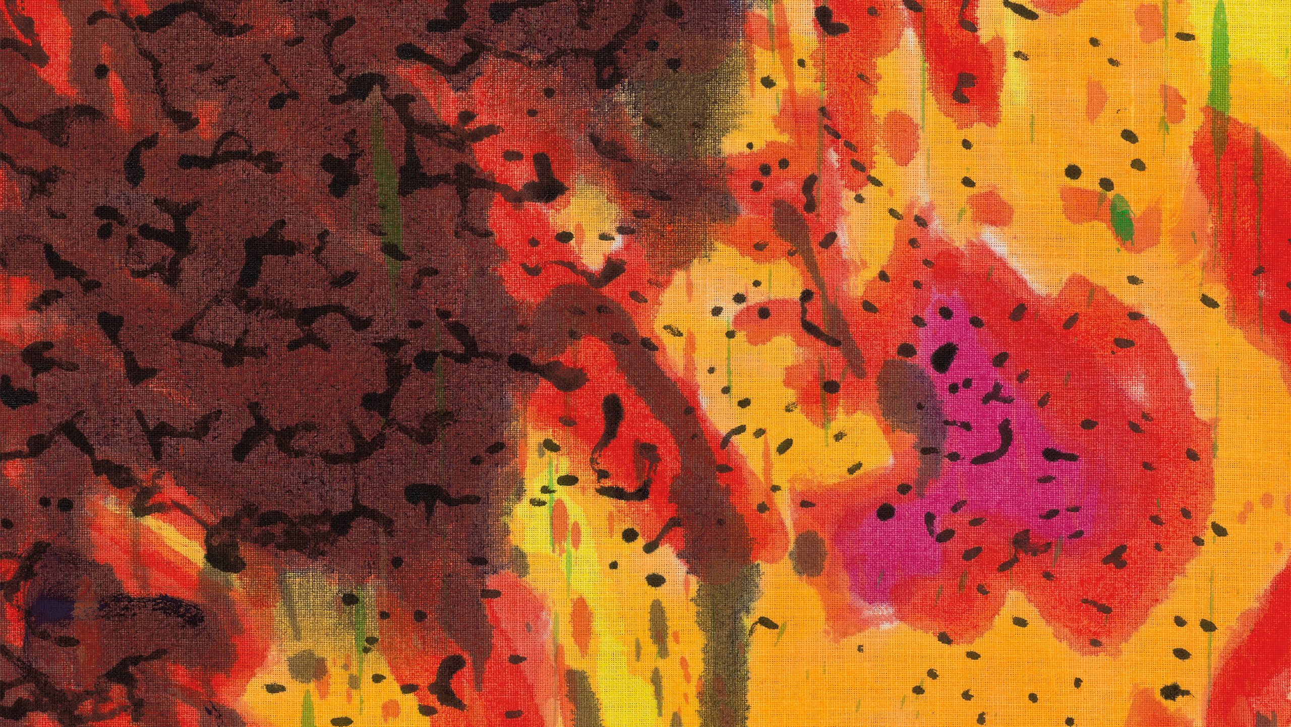 A detail of a painting by Nate Lowman titled Irma, dated 2021