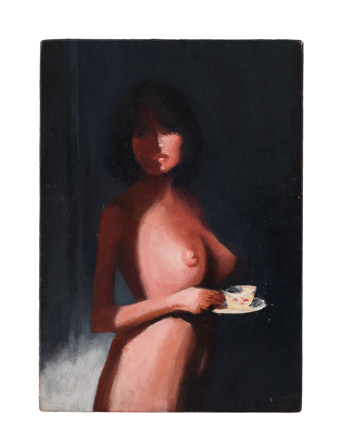 A painting by Lisa Yuskavage, titled Tea, dated 1998.