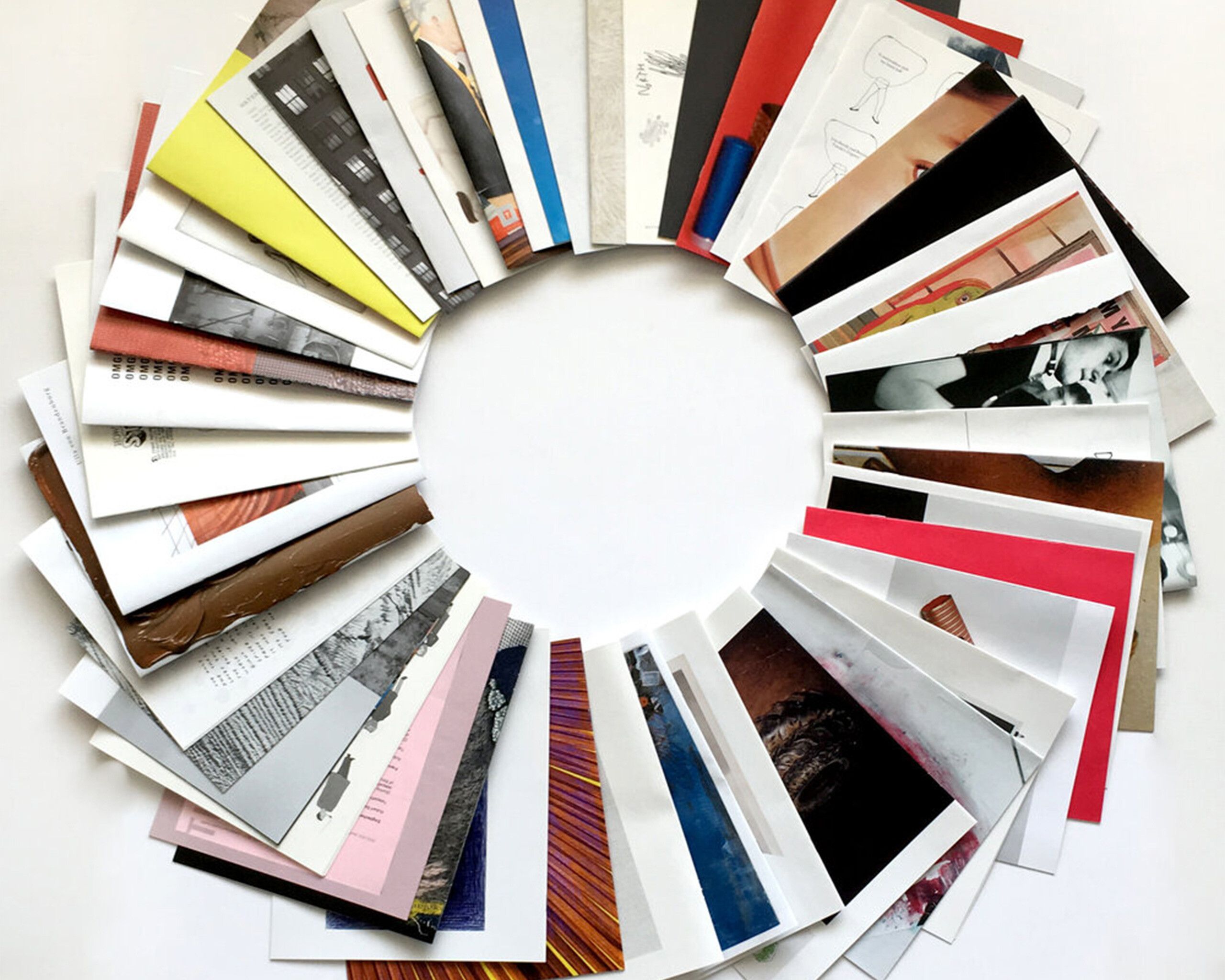Forty-nine original inserts made by artists for Parkett Publishers. Courtesy Parkett Publishers, Zurich/NY