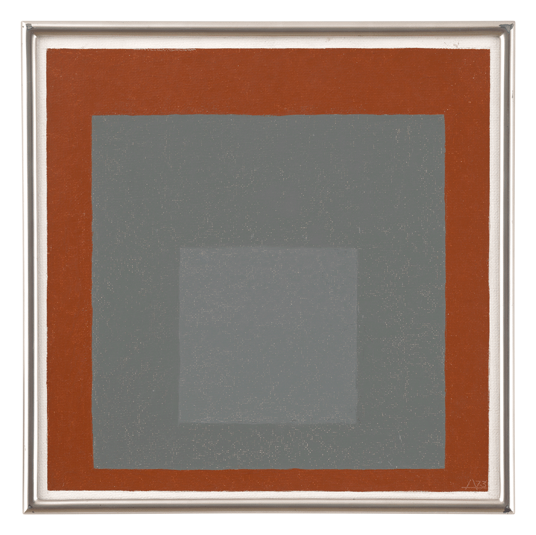 An oil painting on Masonite by Josef Albers, titled Study for Homage to the Square, dated 1973.