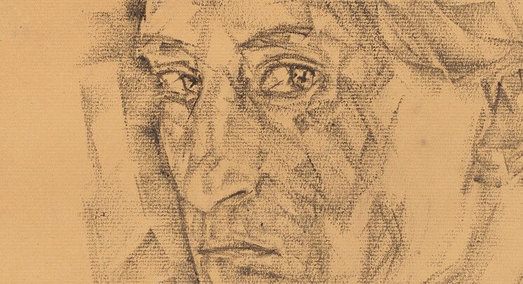 A detail from a work by Josef Albers, titled Self-Portrait III, dated 1917.