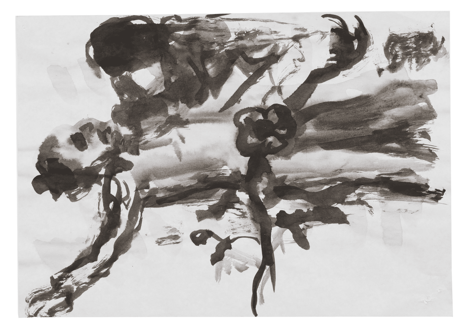 A drawing by Marlene Dumas, titled The wound becomes a flower, dated 2015 to 2016.