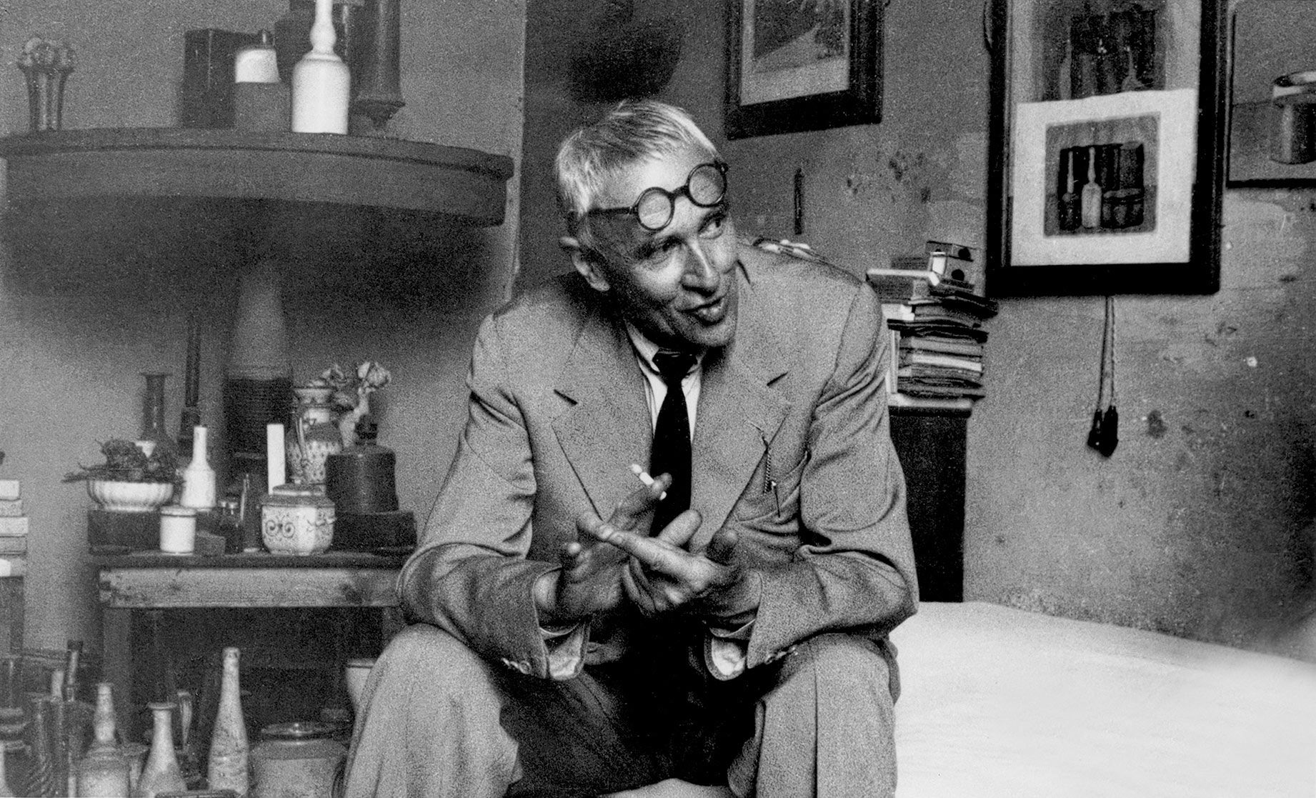 A photo of the artist Giorgio Morandi in 1955 be Leo Lionni.