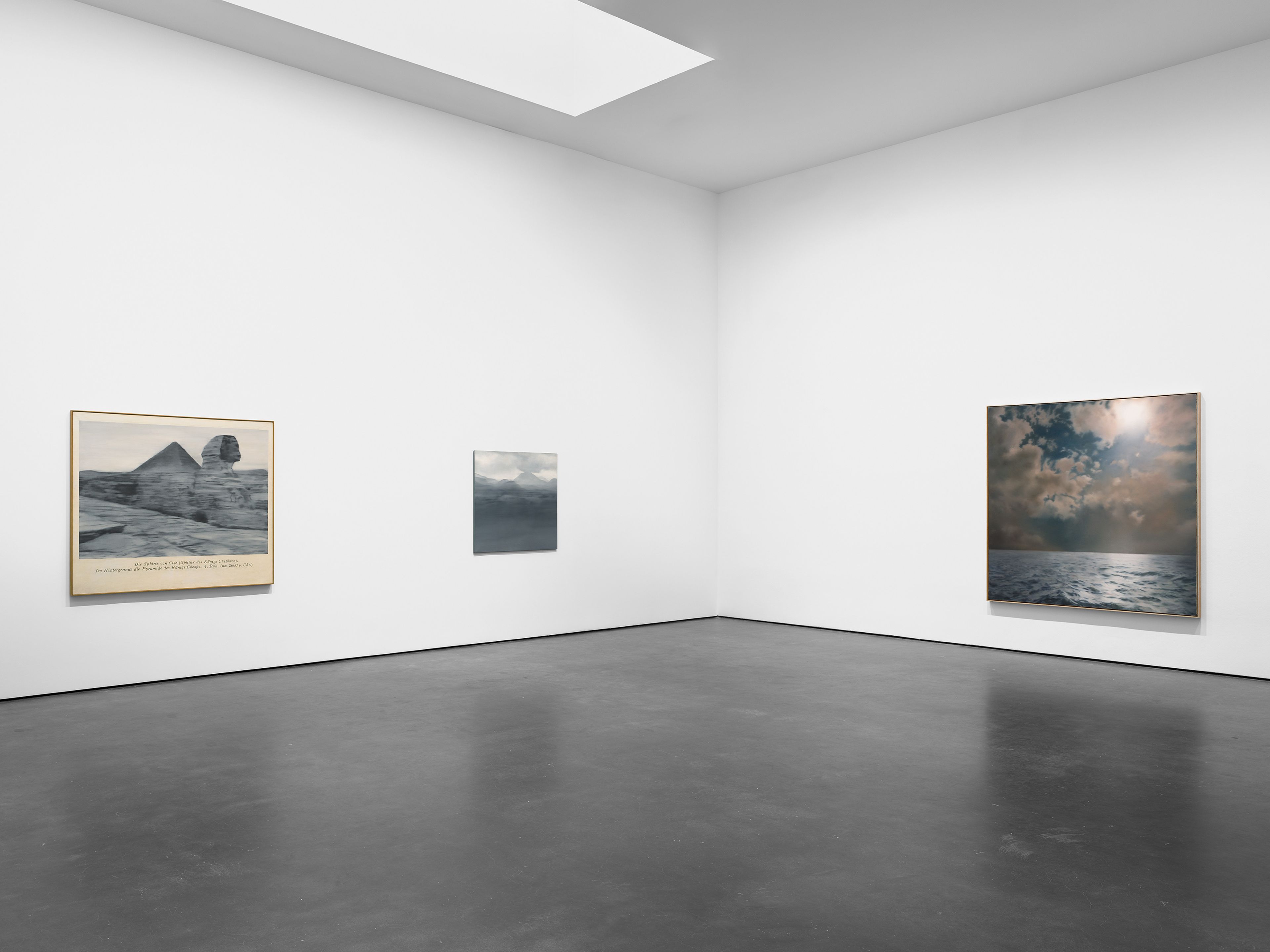 An installation view of the exhibition, Gerhard Richter: Landschaften, at David Zwirner in New York, dated 2026.