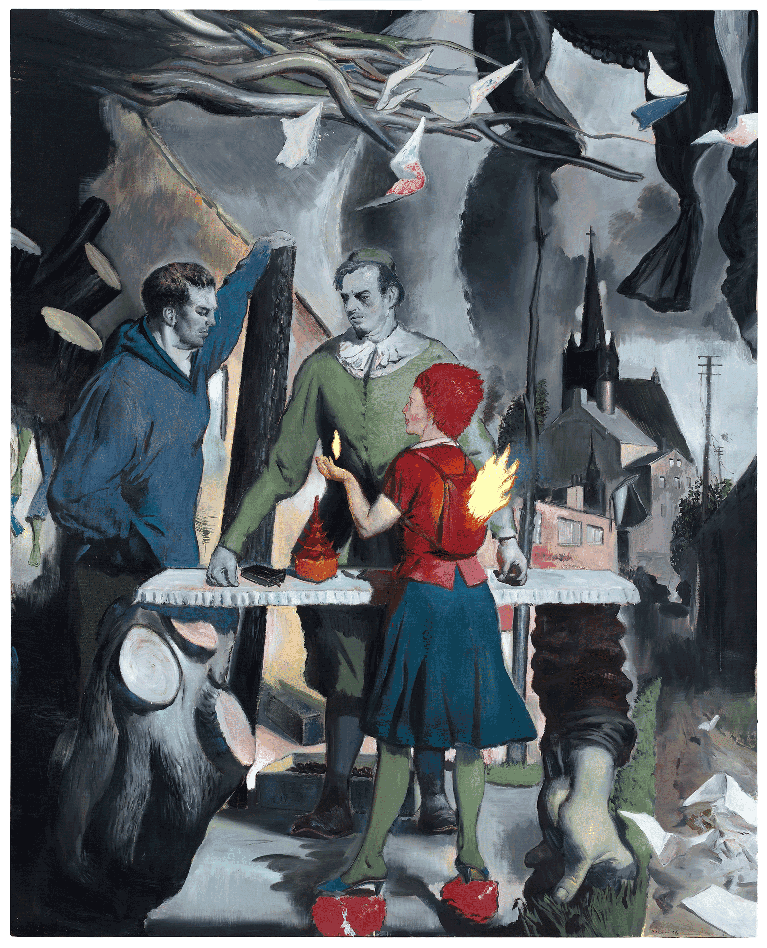 A painting by Neo Rauch, titled Das Angebot, dated 2016.