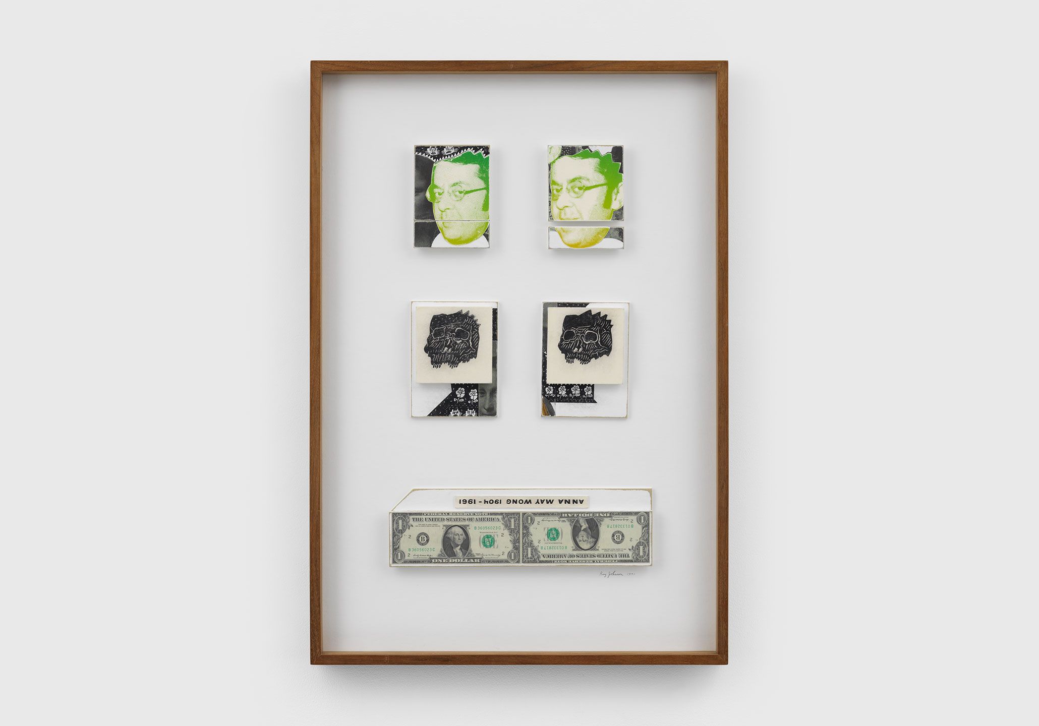 A collage on illustration board by Ray Johnson, titled David Bourdon, dated 1971.