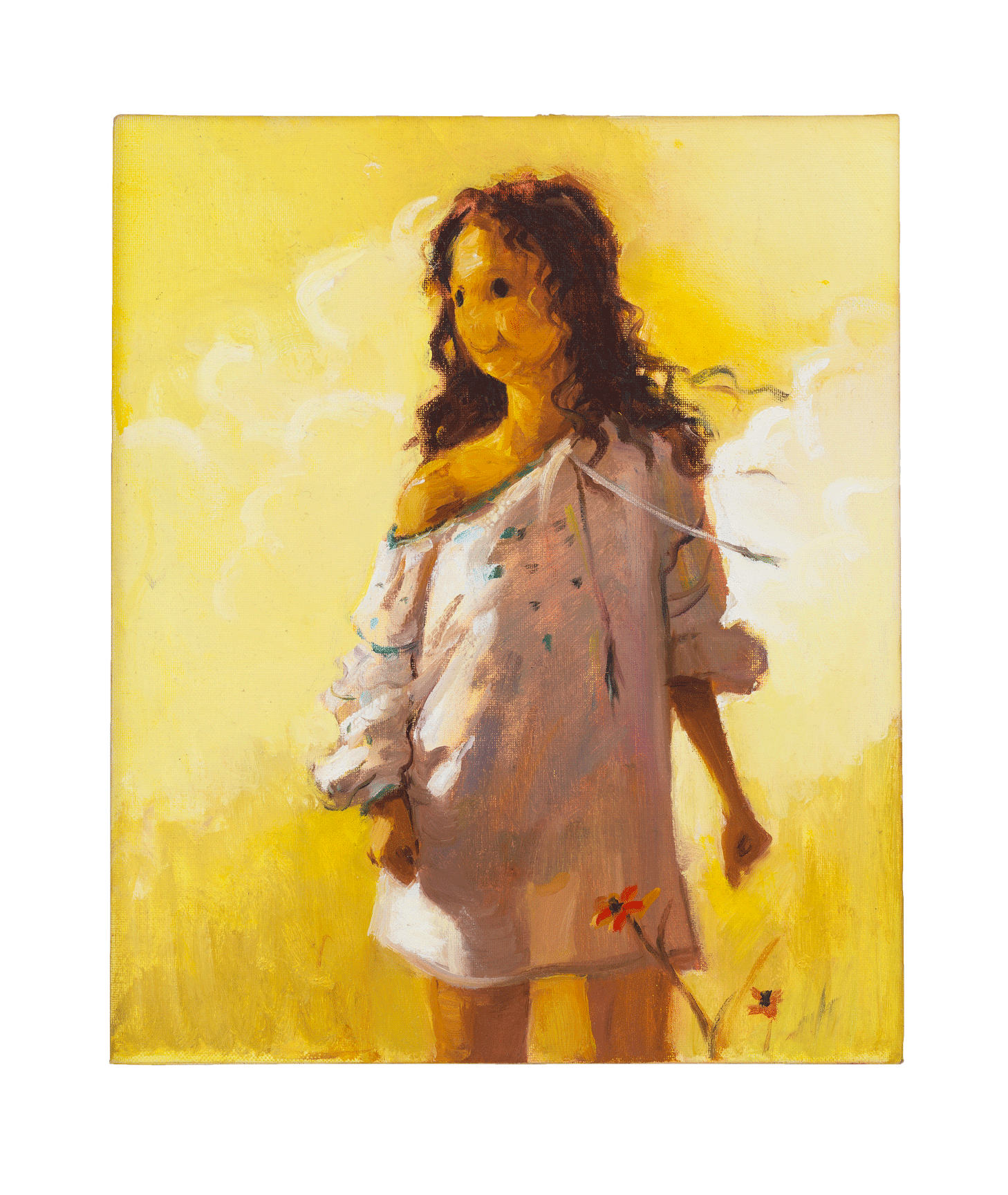 A painting by Lisa Yuskavage, titled Wee Smiley, dated 2003.