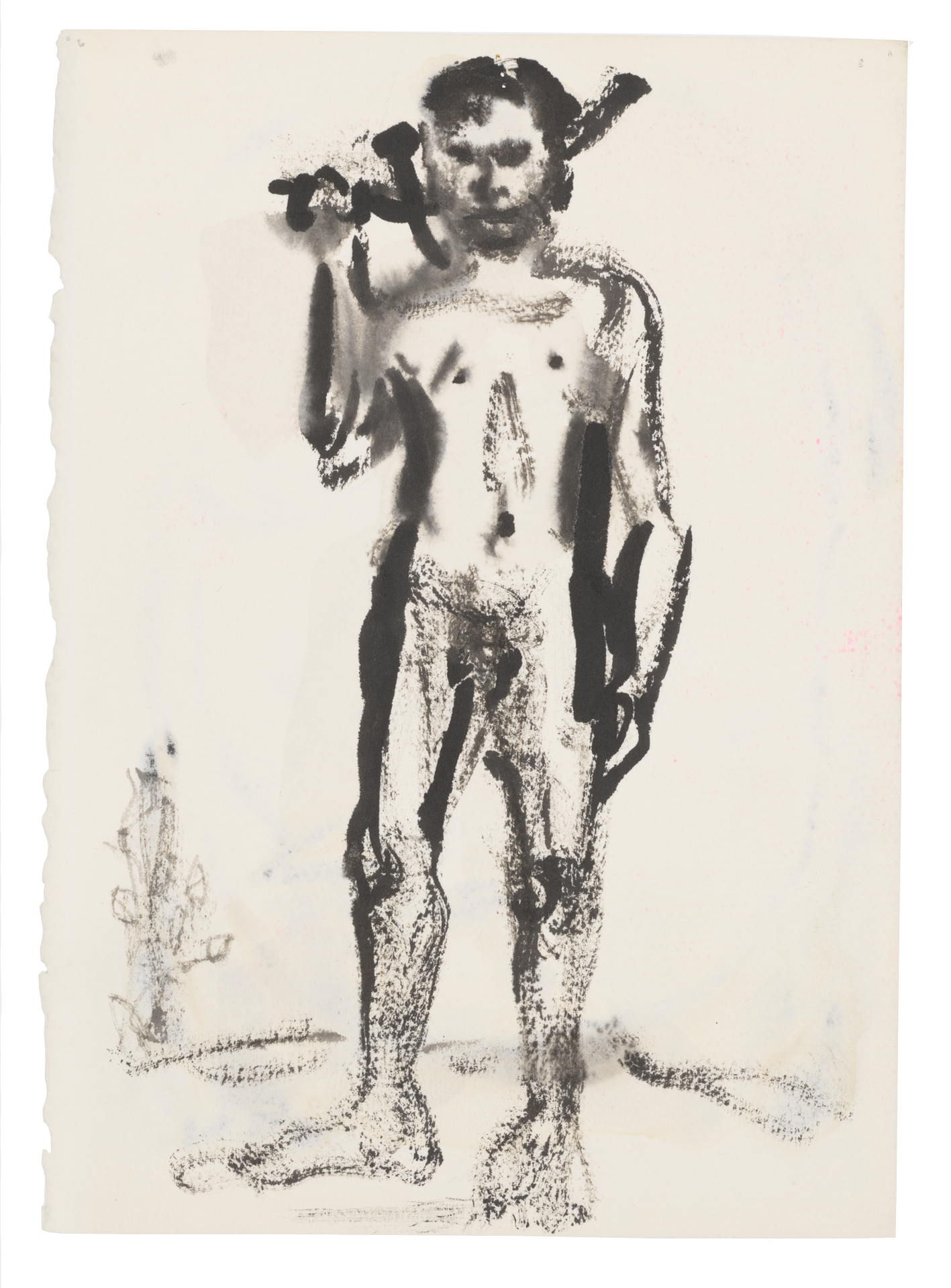 A drawing by Marlene Dumas, titled Adonis leaves for the hunt, dated 2015 to 2016.