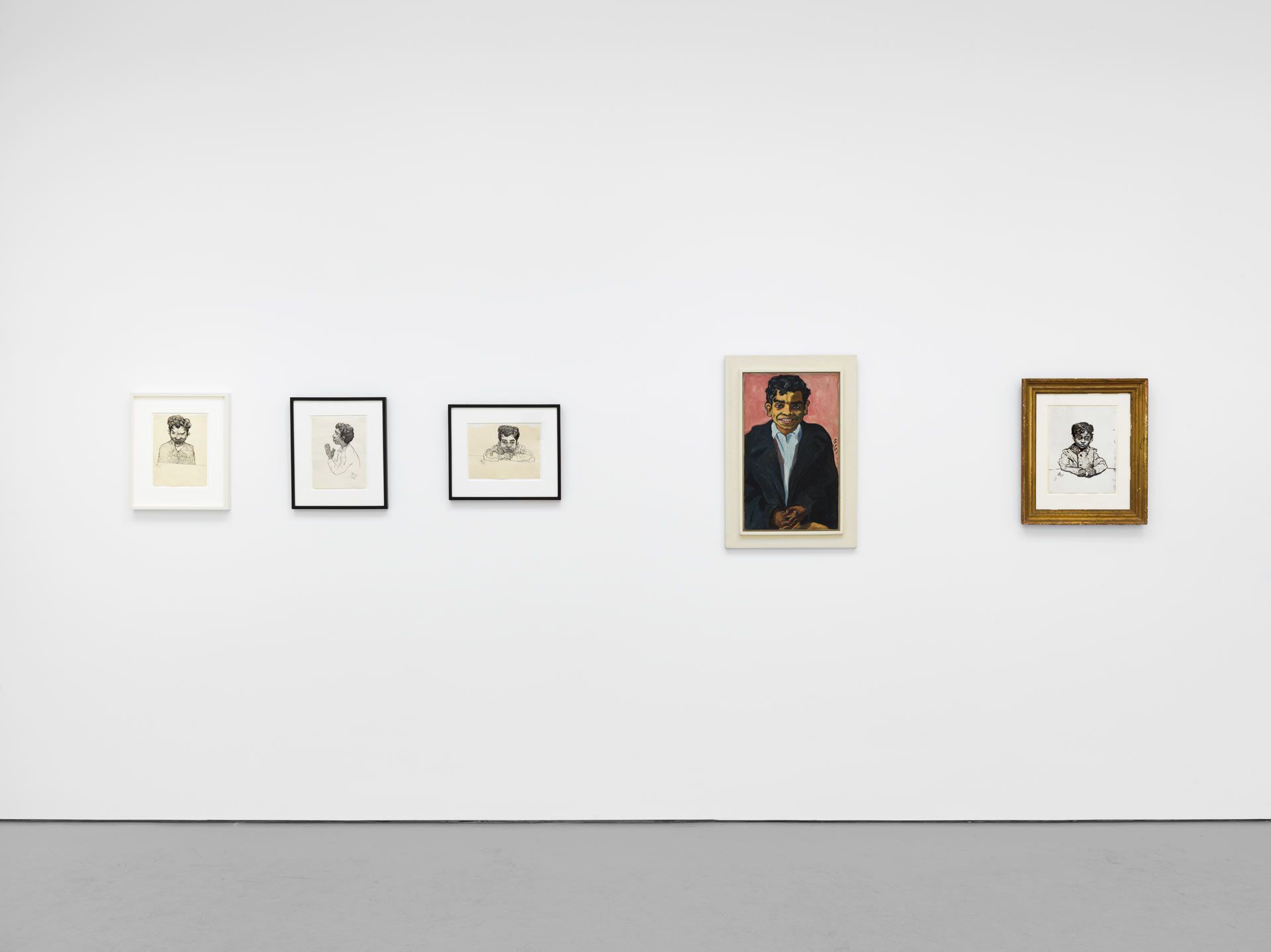 Installation view of the exhibition, Alice Neel, Uptown, curated by Hilton Als, at David Zwirner in New York, dated 2017.