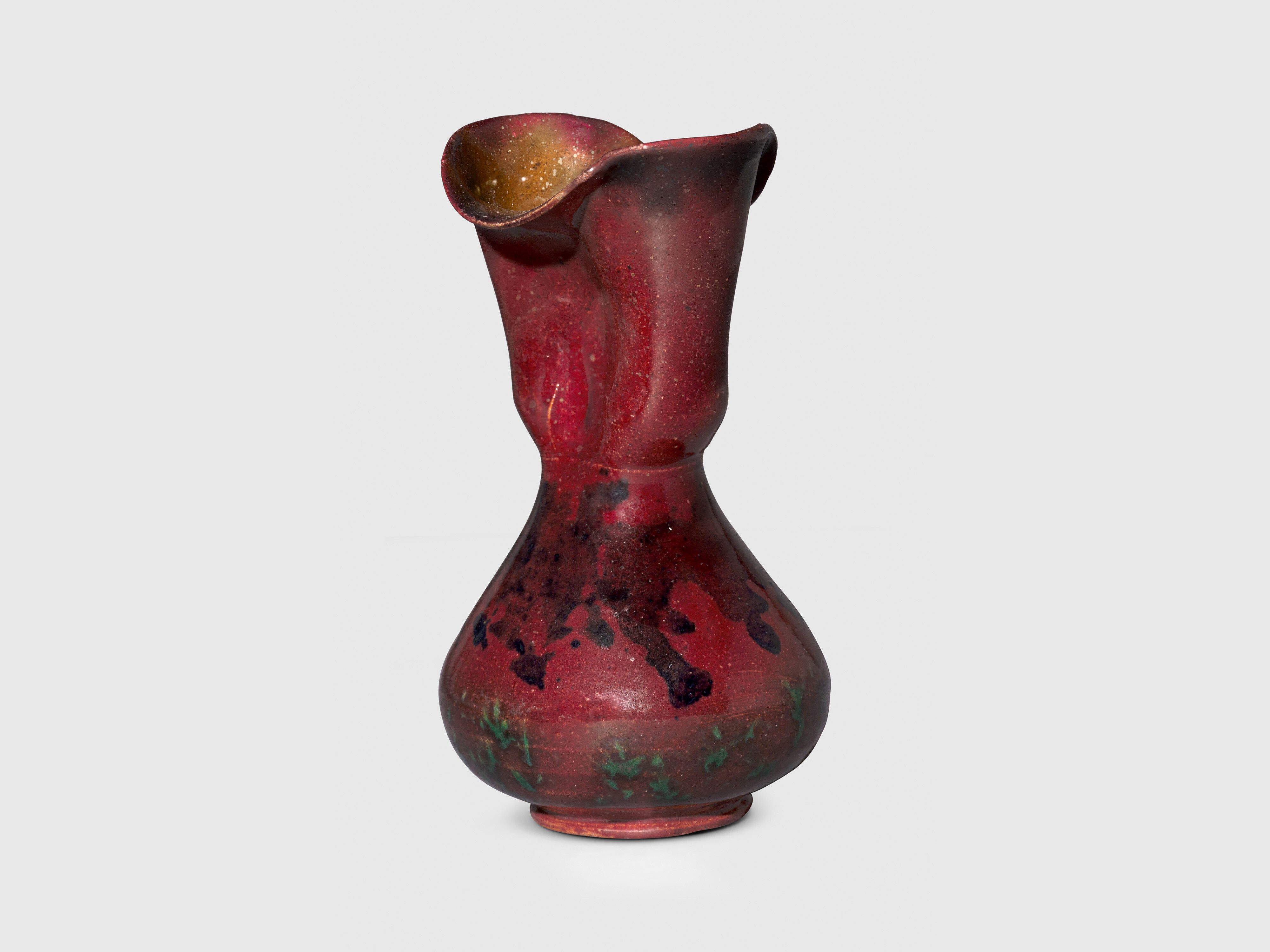 A sculpture by George Ohr, titled Vase, dated 1897 to 1900.