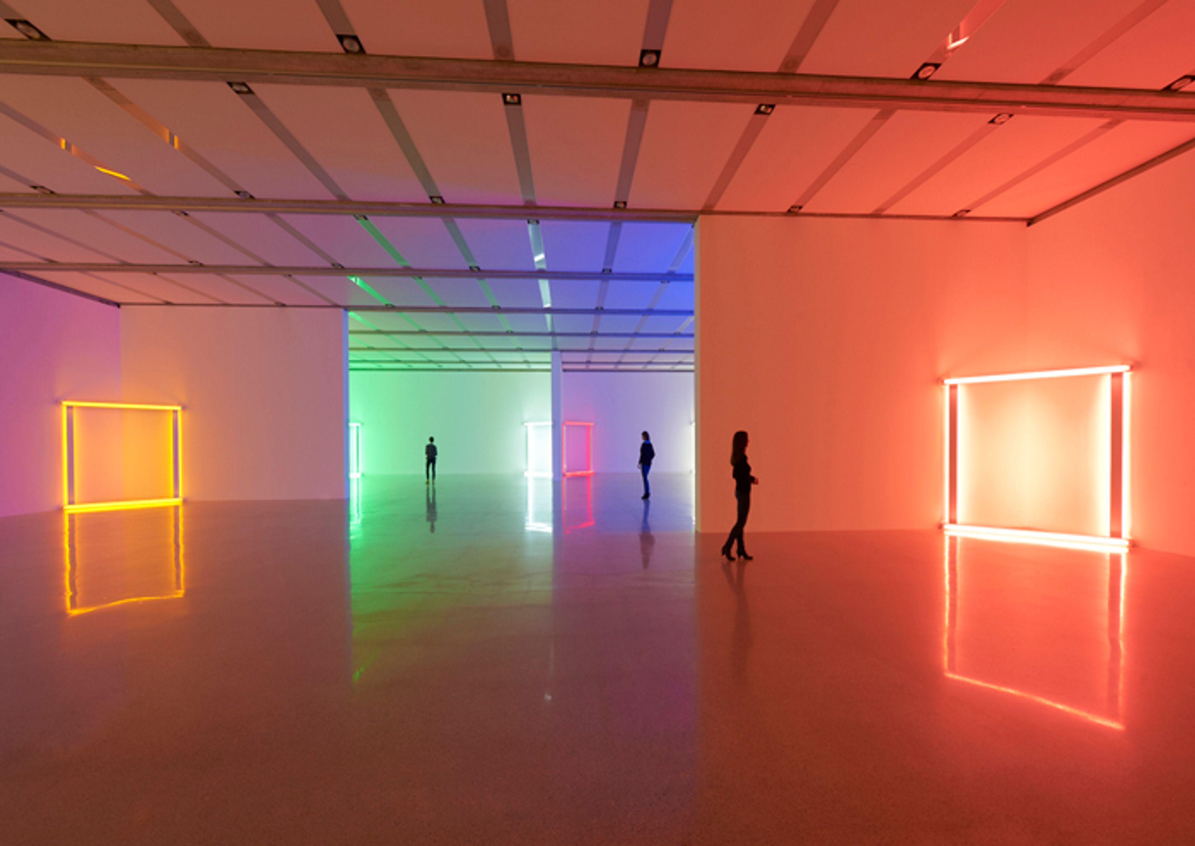 Installation view of the exhibition Dan Flavin – Lights, at the Museum moderner Kunst Stiftung Ludwig Wien, in Vienna, Austria, dated 2012.