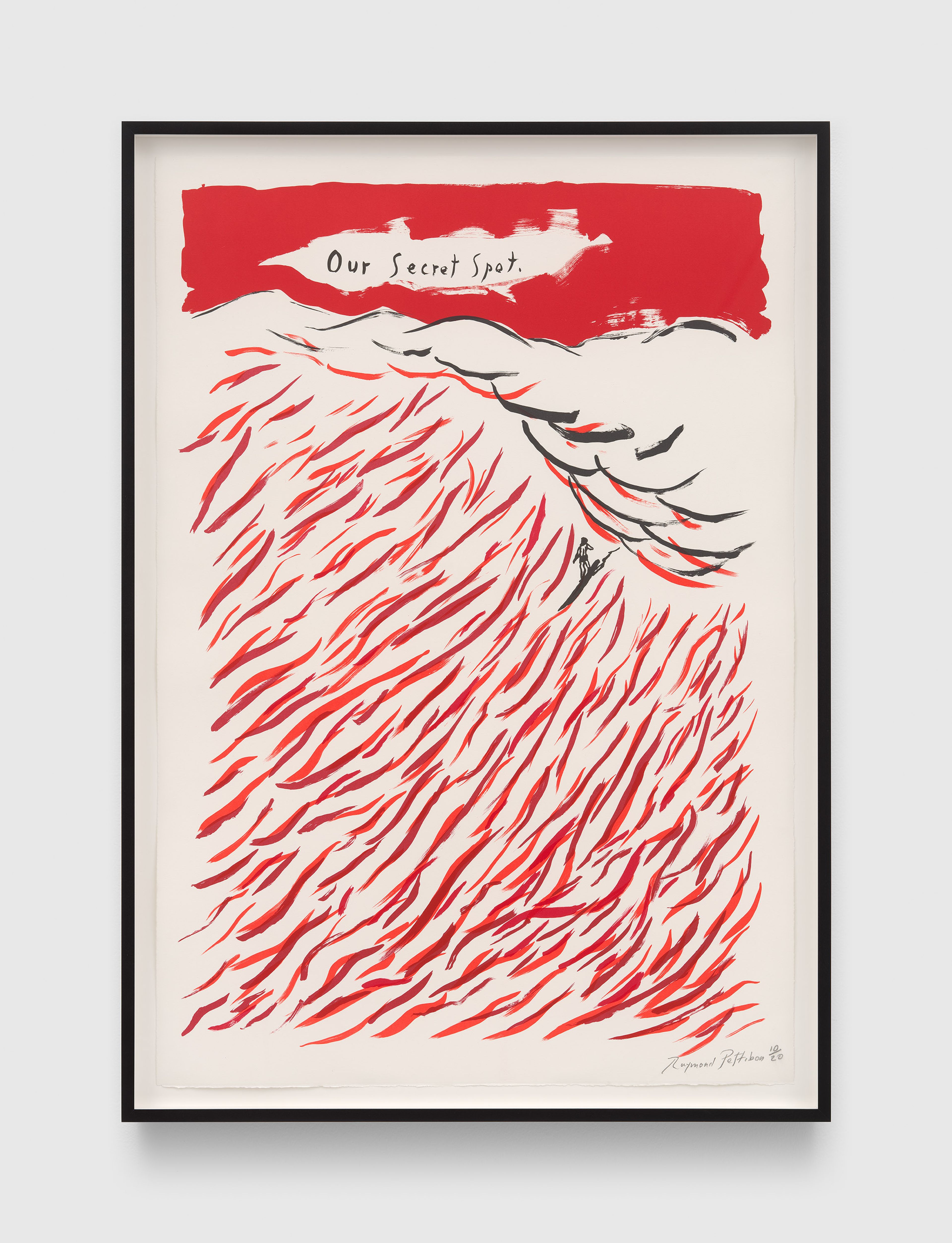 A print by Raymond Pettibon, called No Title (Our Secret Spot.), dated 2025.