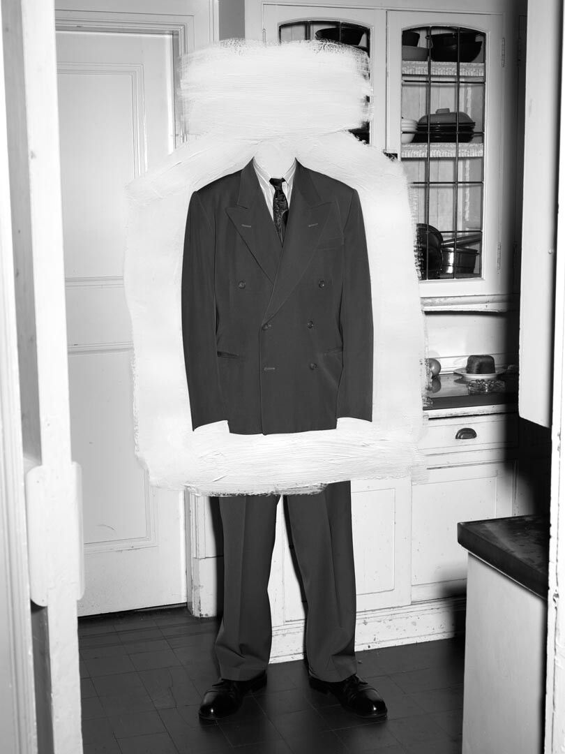 A photograph by Stan Douglas, titled Demobilization Suit, 1945, dated 2010. 