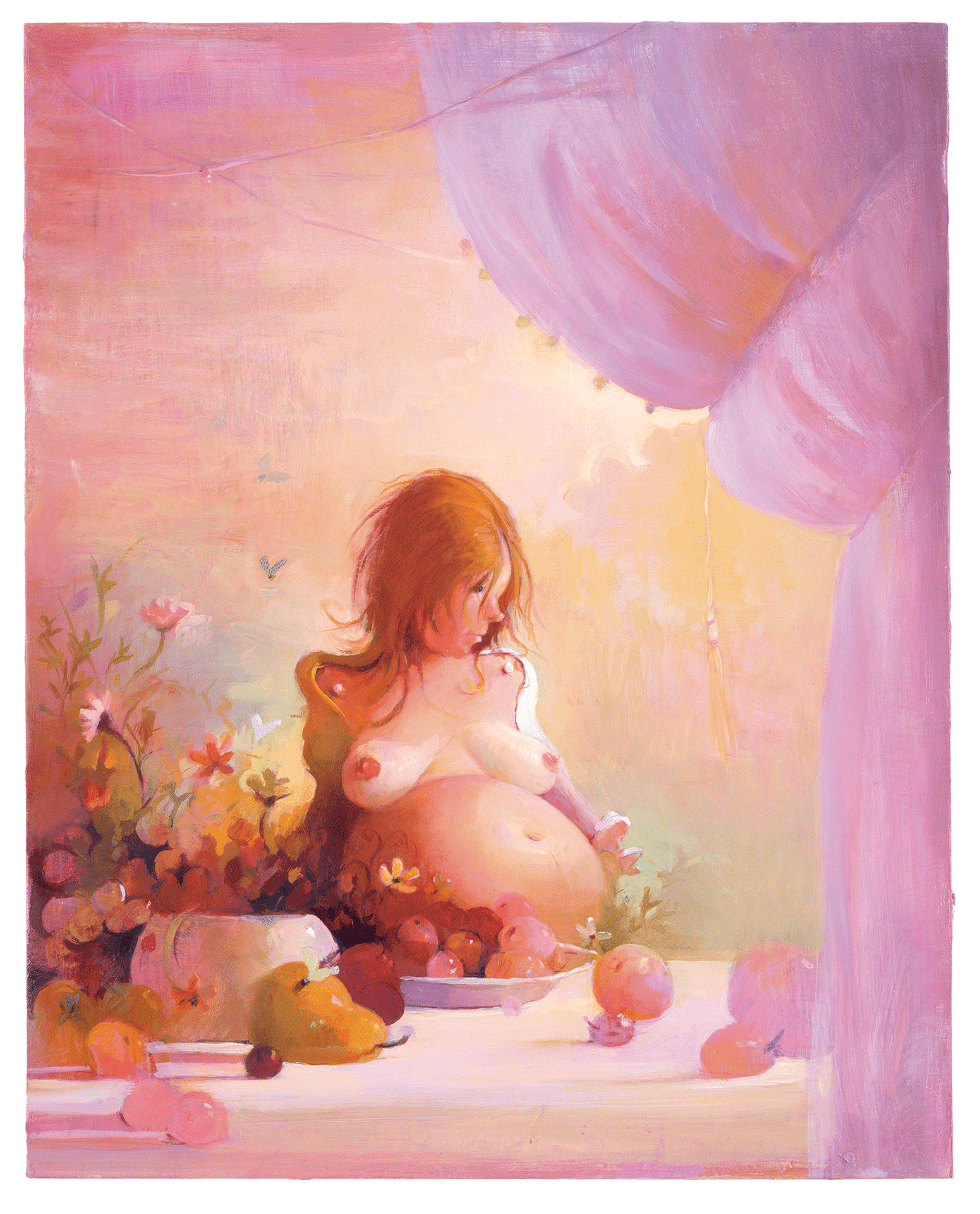 A painting by Lisa Yuskavage, titled Still Life II, dated 2005.
