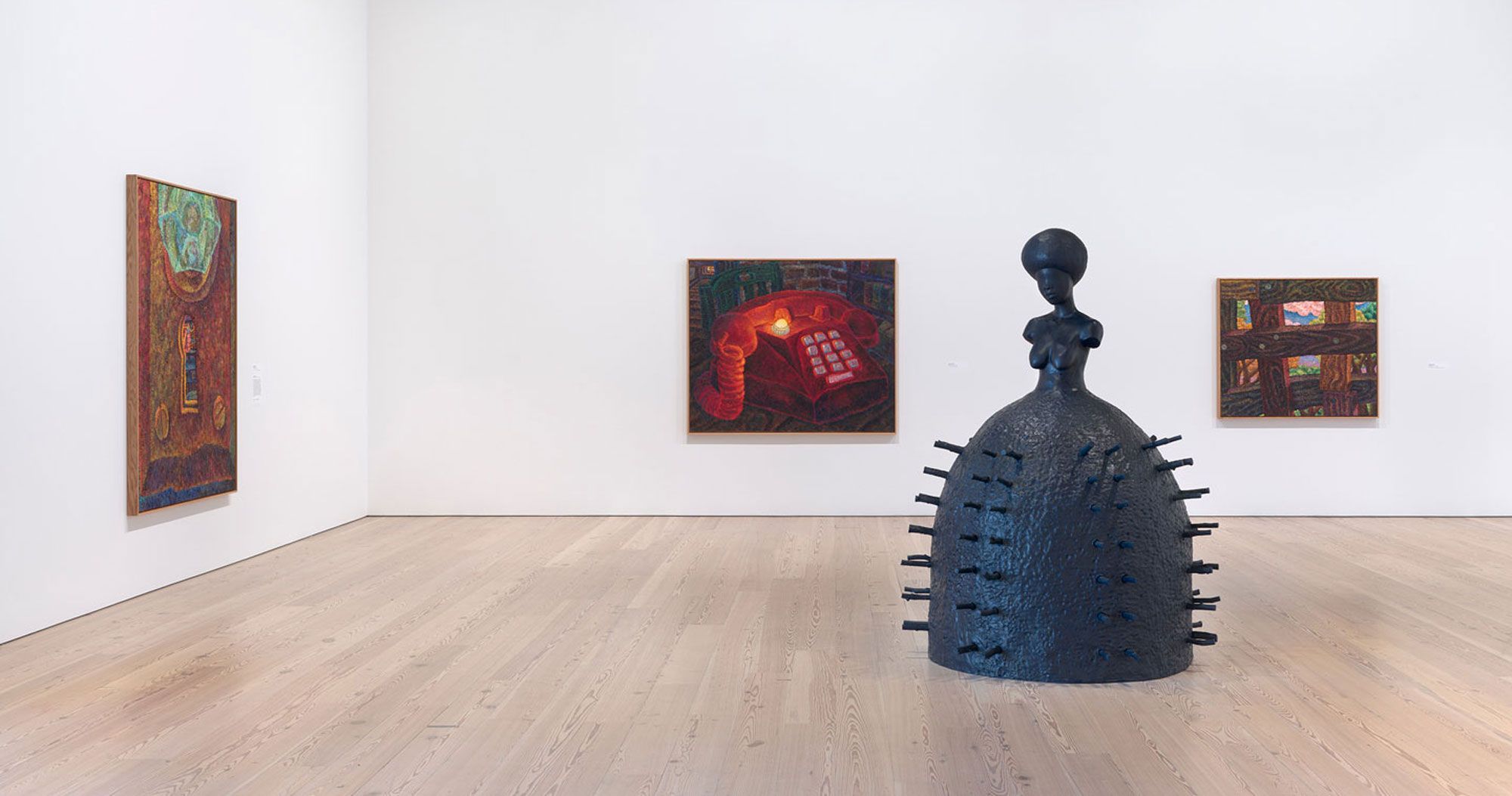 An installation view of the Whitney Biennial in New York, dated 2019.