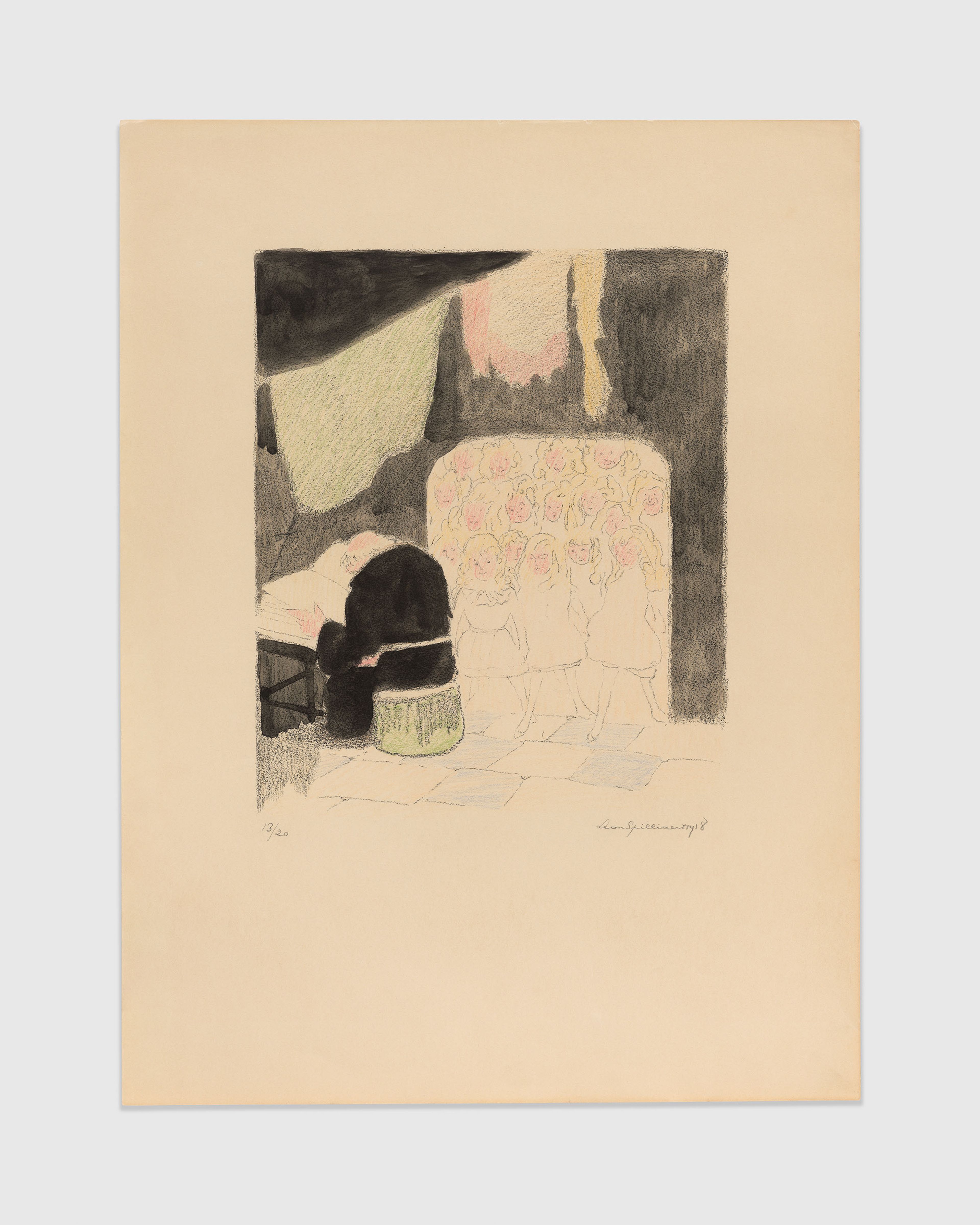 A detail from a 10-part print on paper by Léon Spilliaert, titled Les Serres chaudes (Hothouses), dated 1918.