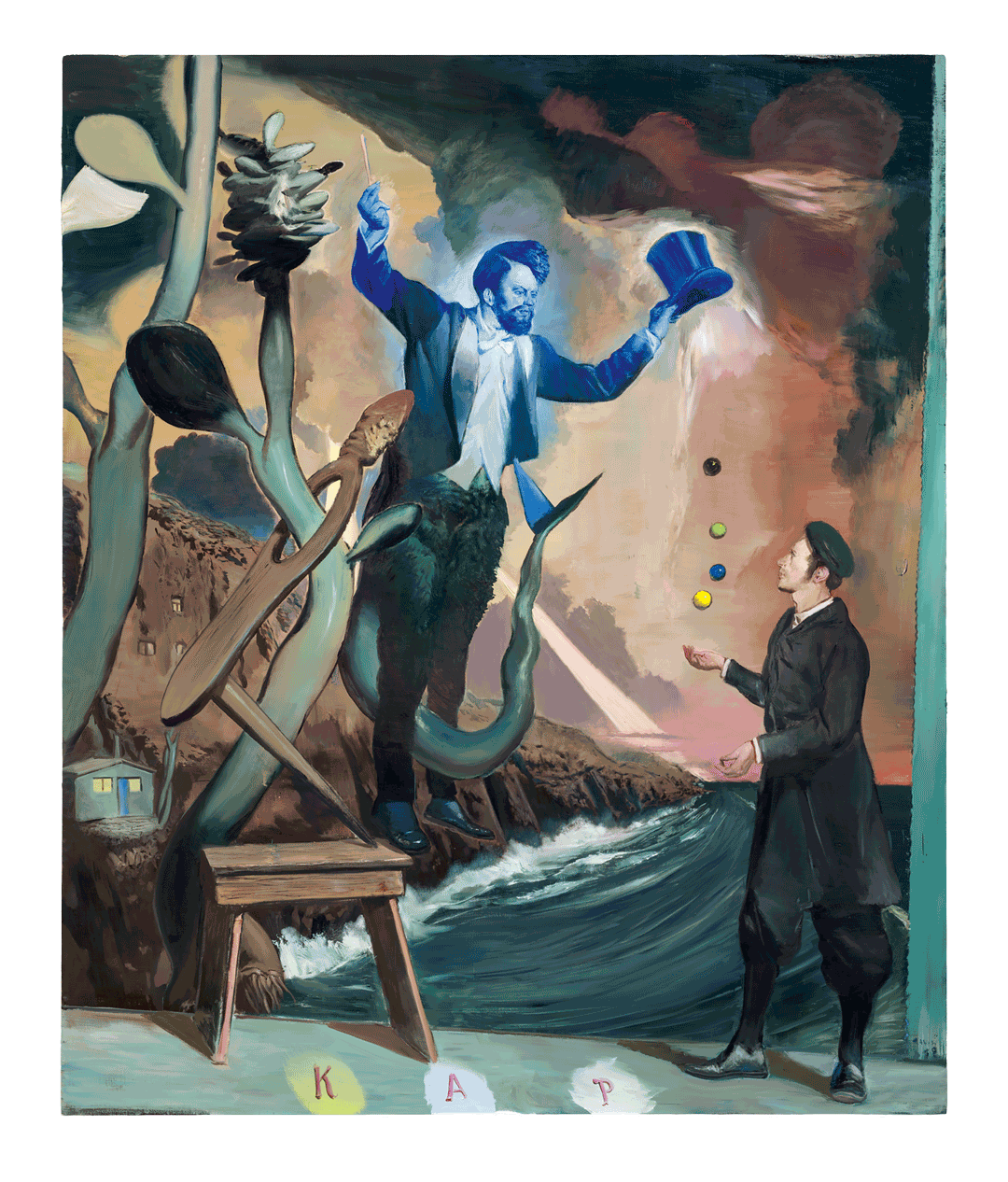 A painting by Neo Rauch, titled Kap, dated 2018.