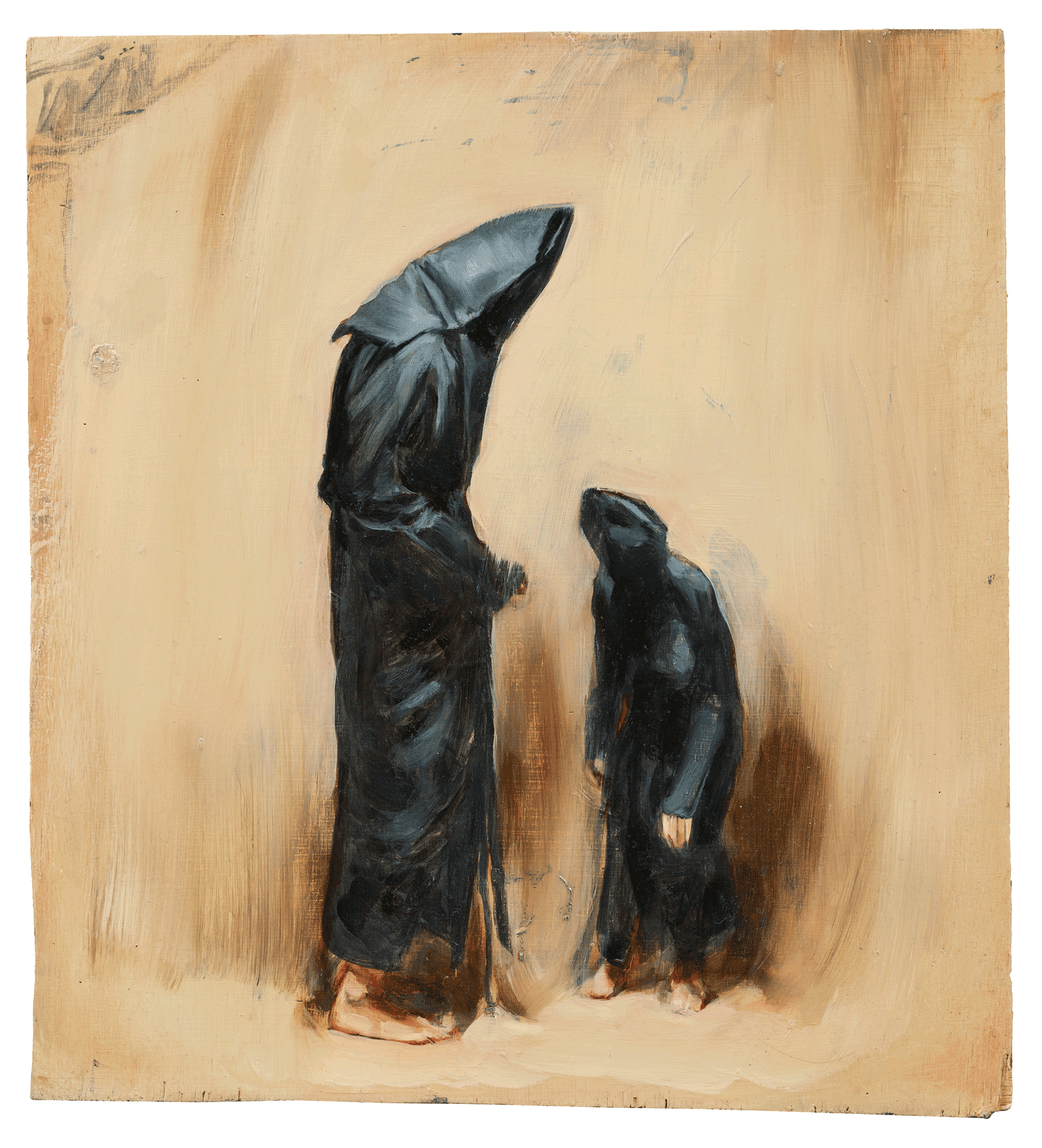 A painting by Michaël Borremans, titled Black Mould / Pogo, dated 2015.