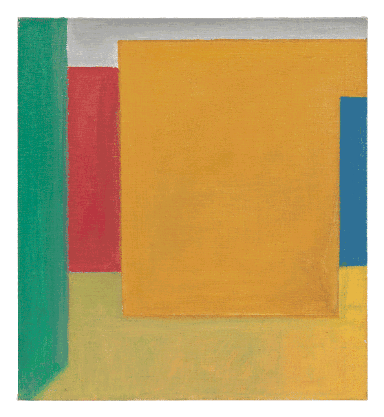 An oil painting on canvas by Raoul De Keyser, titled Model for Cabinet, dated 1989.