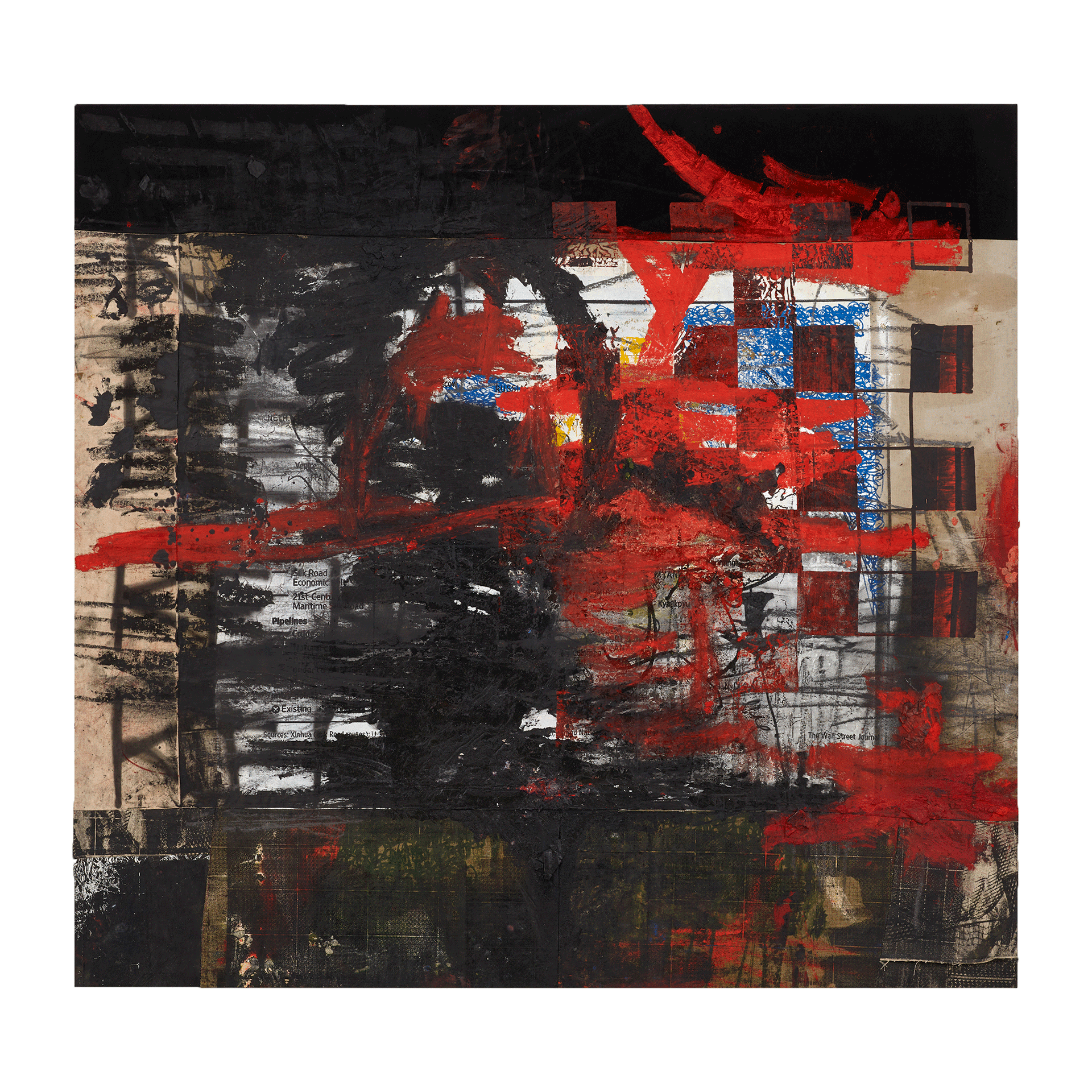 A painting by Oscar Murillo, titled regional resource, dated 2017 to 2018.