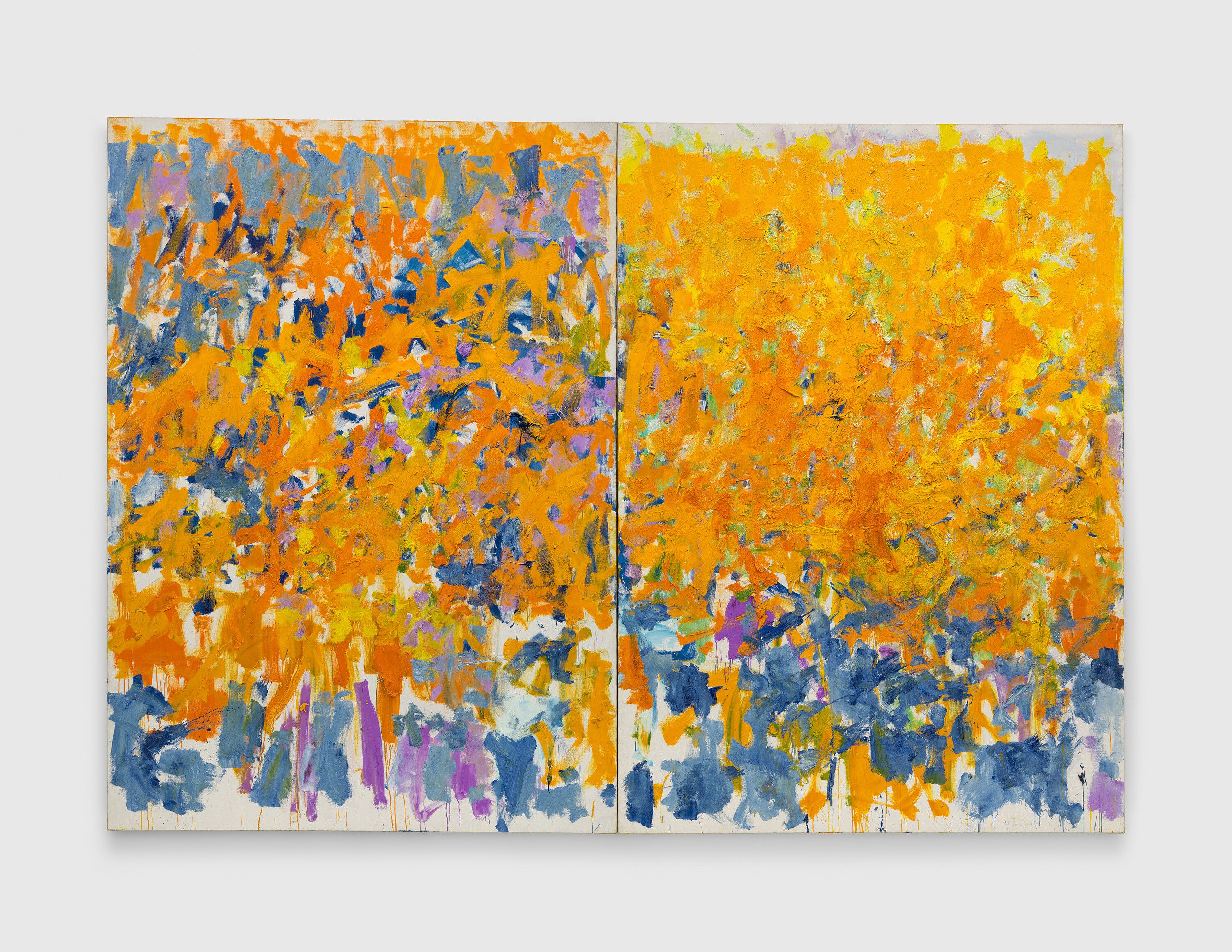 A painting by Joan Mitchell, titled Wood, Wind, No Tuba, dated 1979.