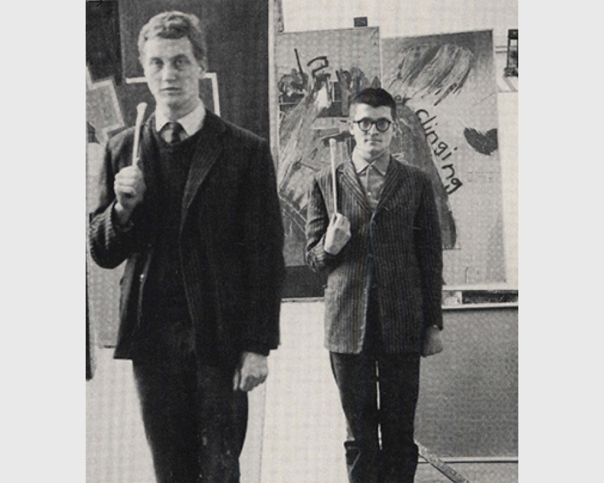 An undated photo of Derek Boshier and David Hockney