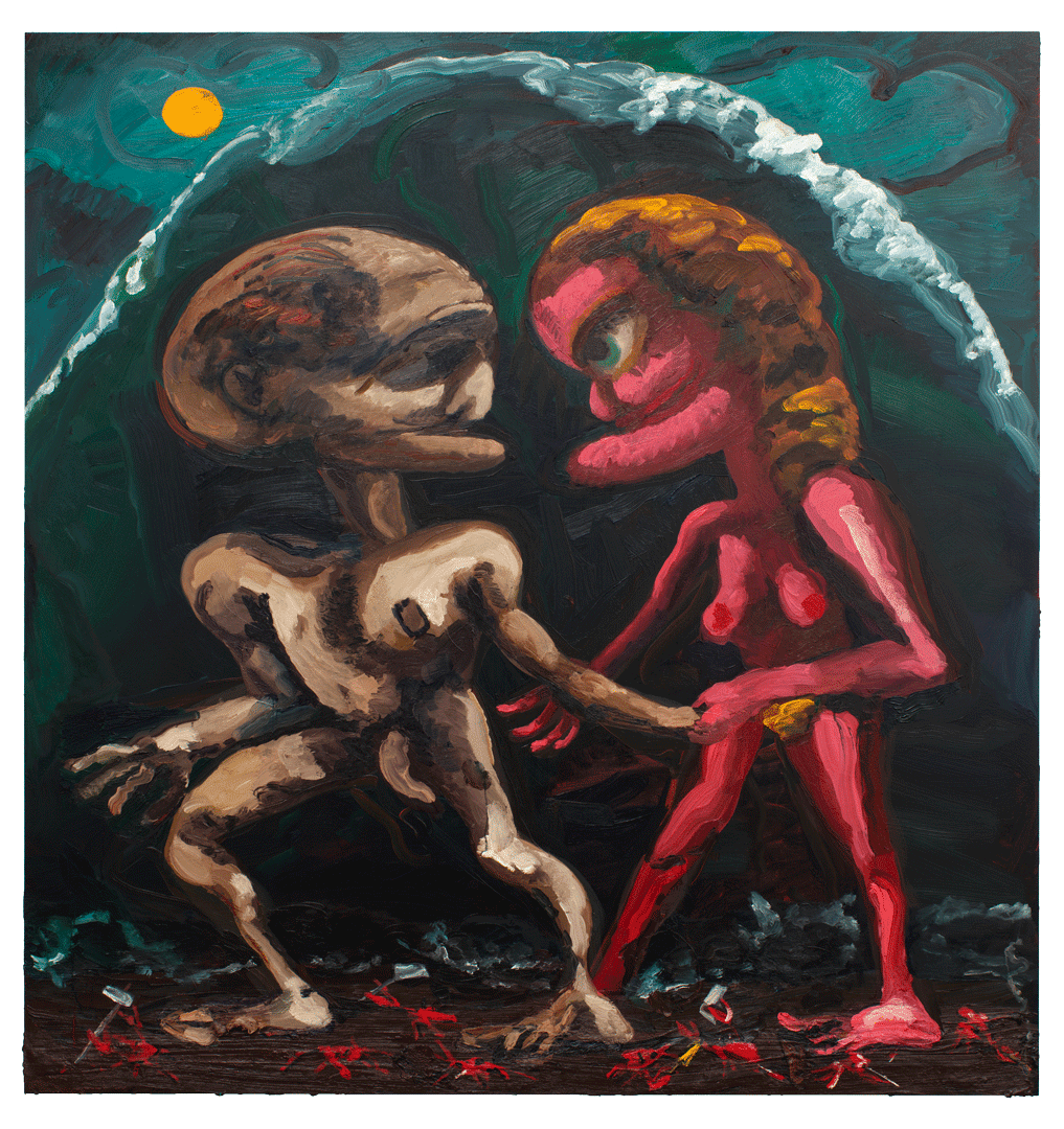 A painting by Dana Schutz, titled The Couple, dated 2020.