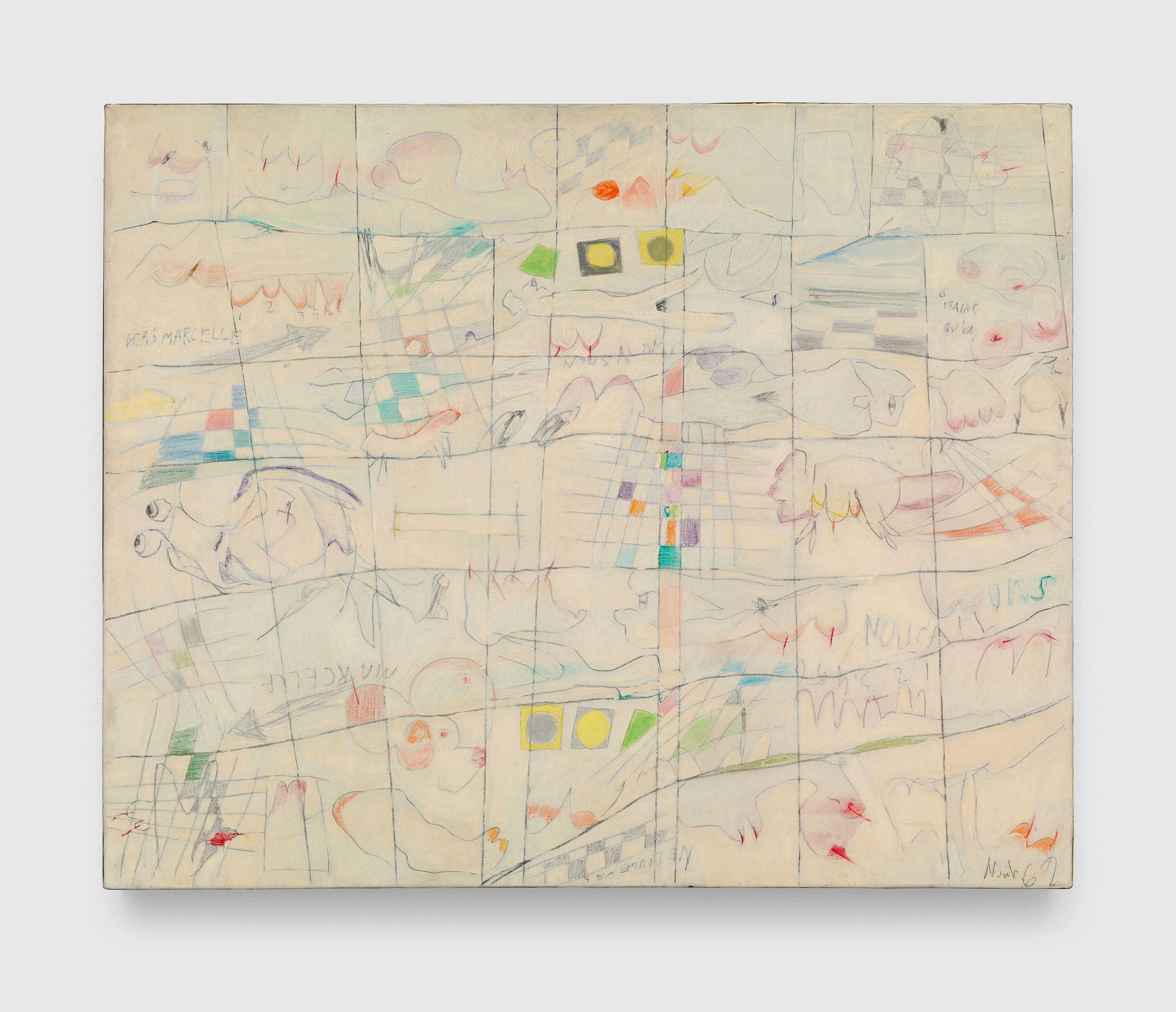 A painting by Gastone Novelli, titled La totale estinzione, dated 1962.