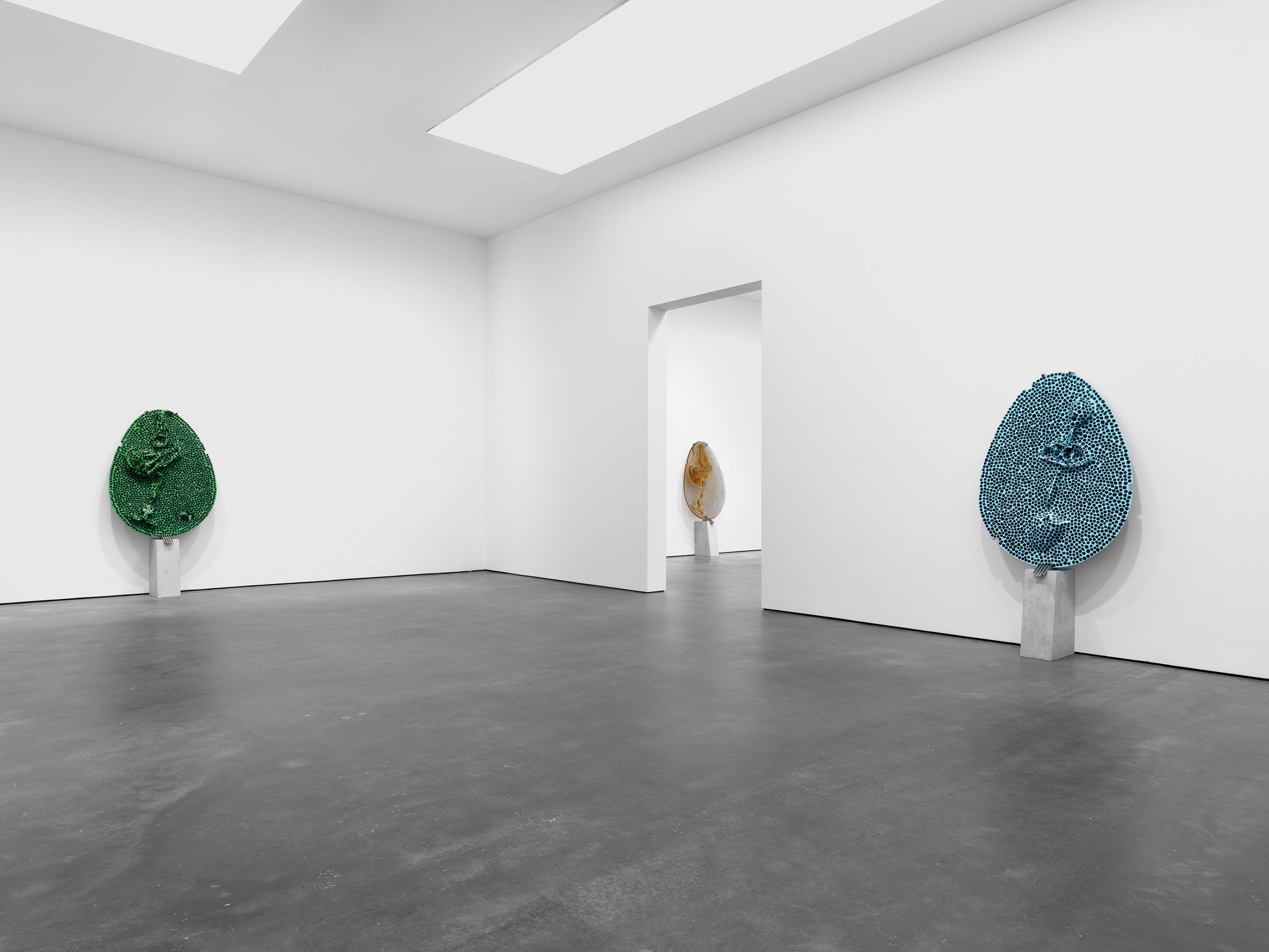 An installation view of the exhibition, Andra Ursuta: Retina Turner, at David Zwirner in New York, dated 2025.