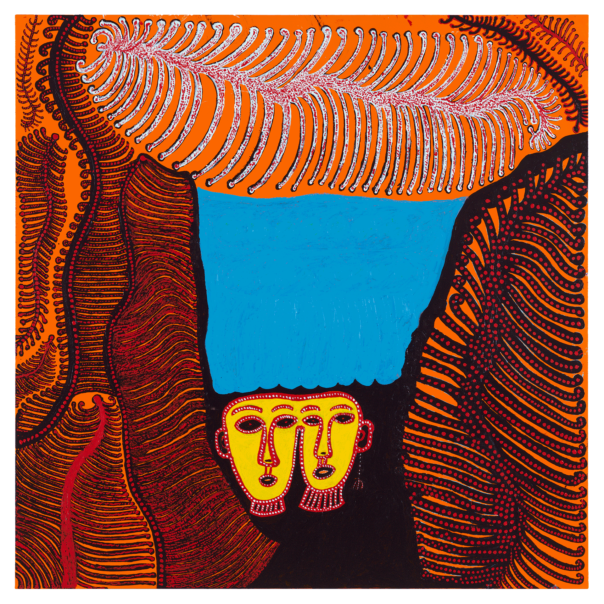 A painting by Yayoi Kusama, titled WOMEN WHO WENT SIGHTSEEING TO THE UNIVERSE, dated 2017.