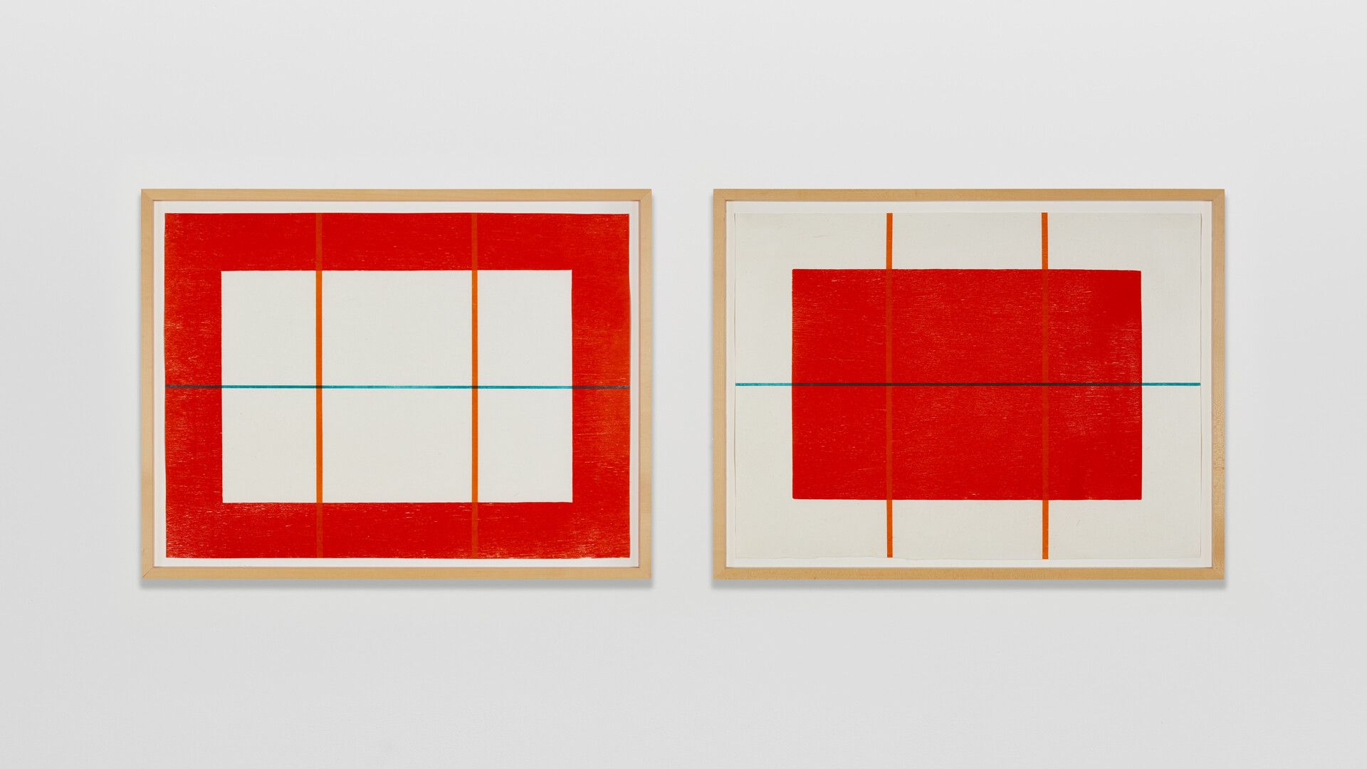 A photo featuring two of twenty prints from Donald Judd, Untitled 1992-1993/2020, dated 2020