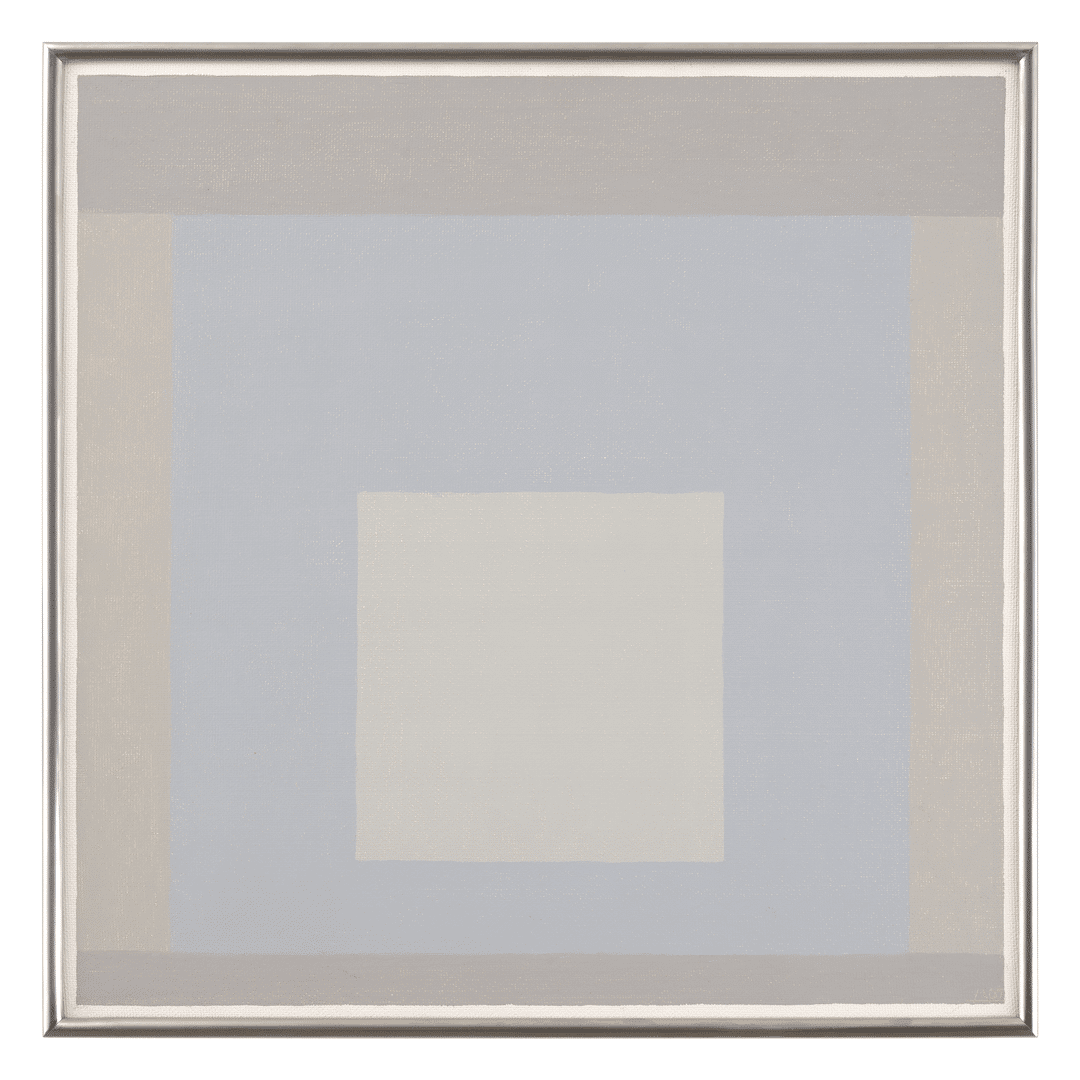An oil painting on Masonite by Josef Albers, titled Study for Homage to the Square, dated 1965.