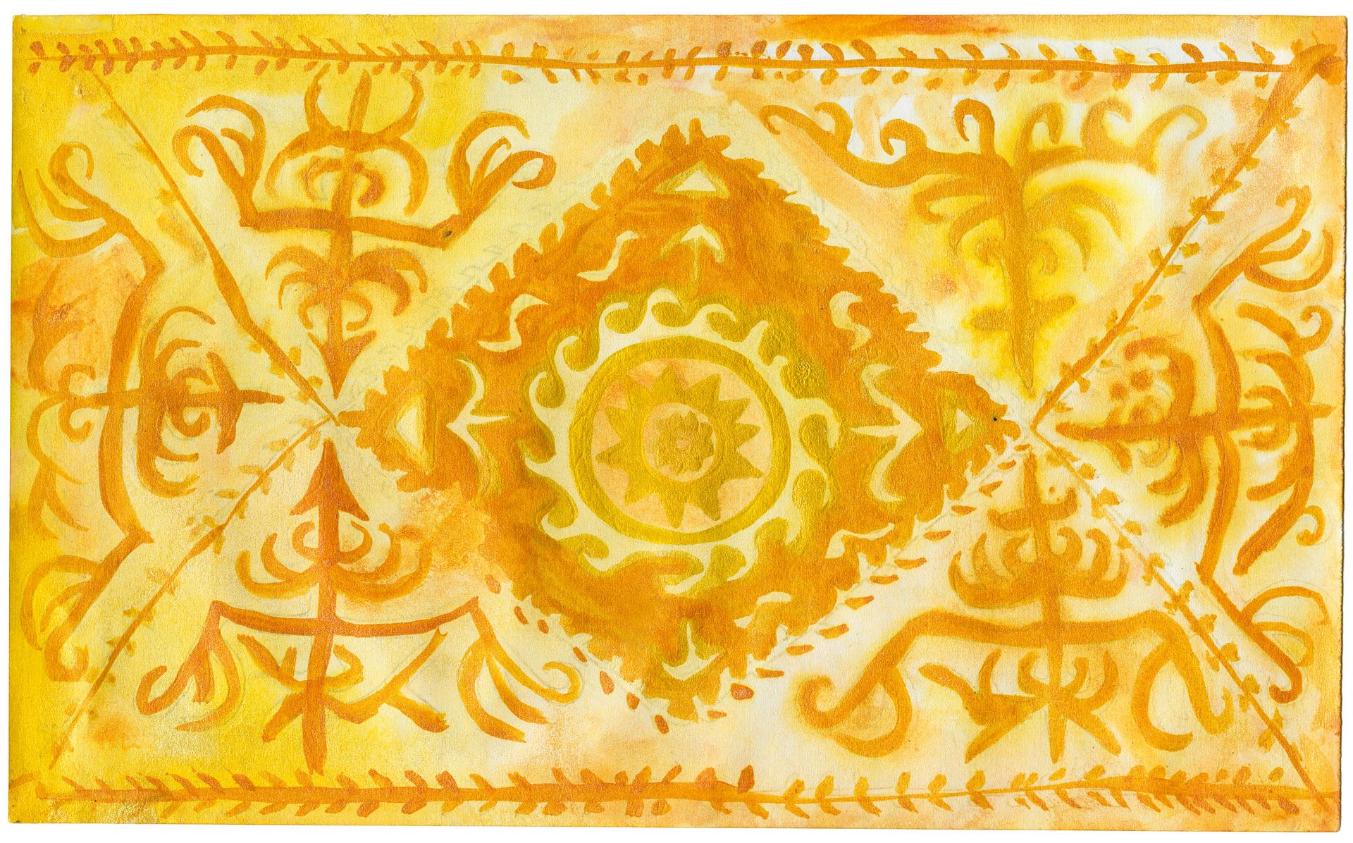 A work on paper by Marcel Dzama titled Carpet in a shop, dated 2018.